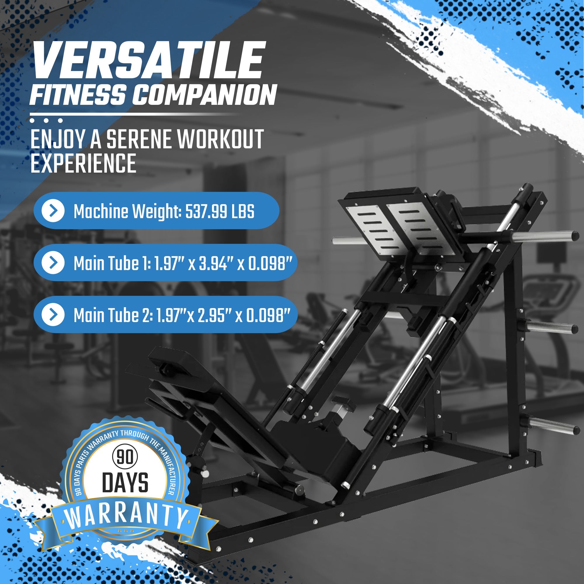 45° Plate-Loaded Leg Press & Hack Squat Combo — 538 lb Commercial Steel, Dual-Function