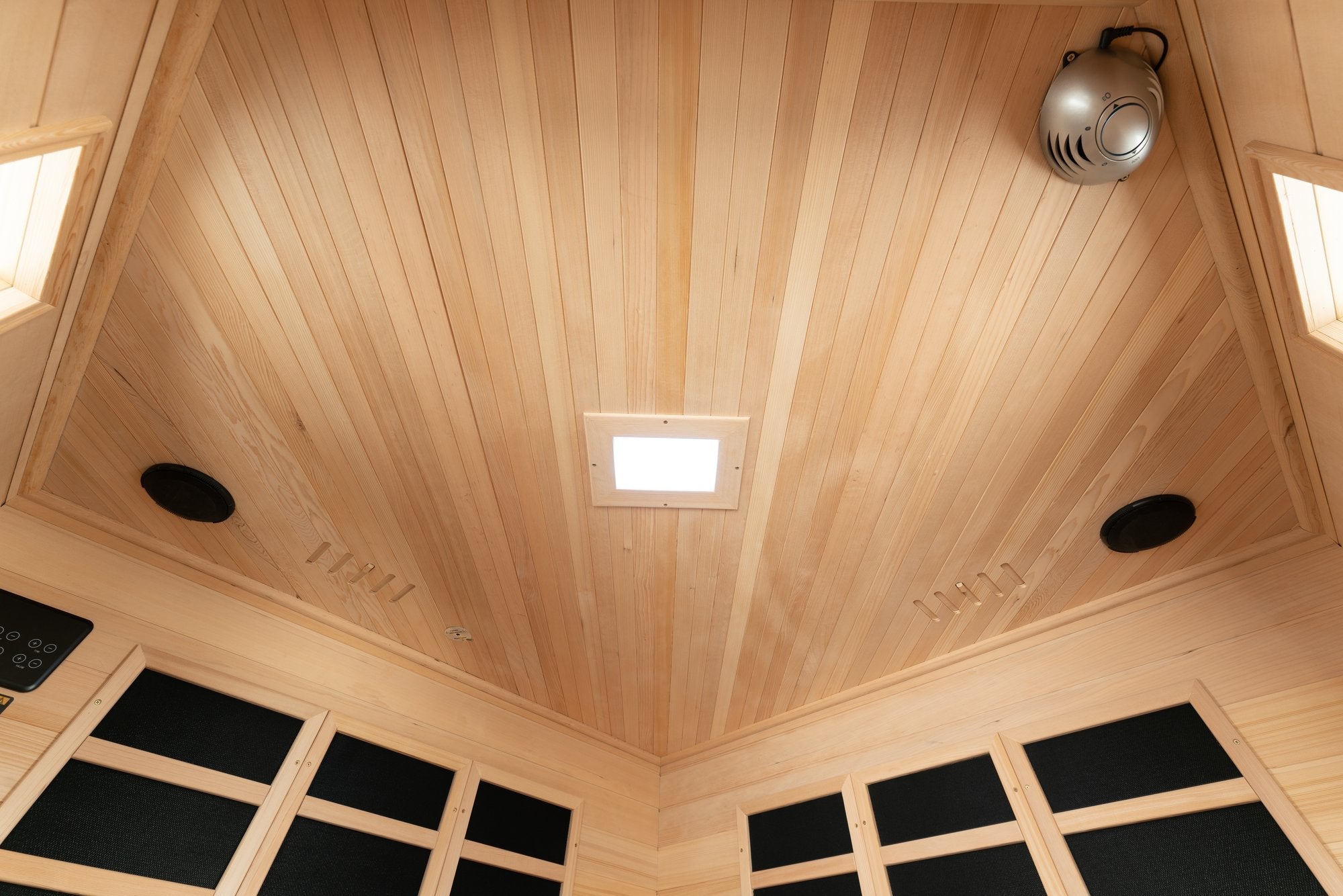 Blisspod Vienna Series | 4–5 Person Corner Far Infrared Sauna | Canadian Hemlock | 12 Heaters | Ultra-Low EMF