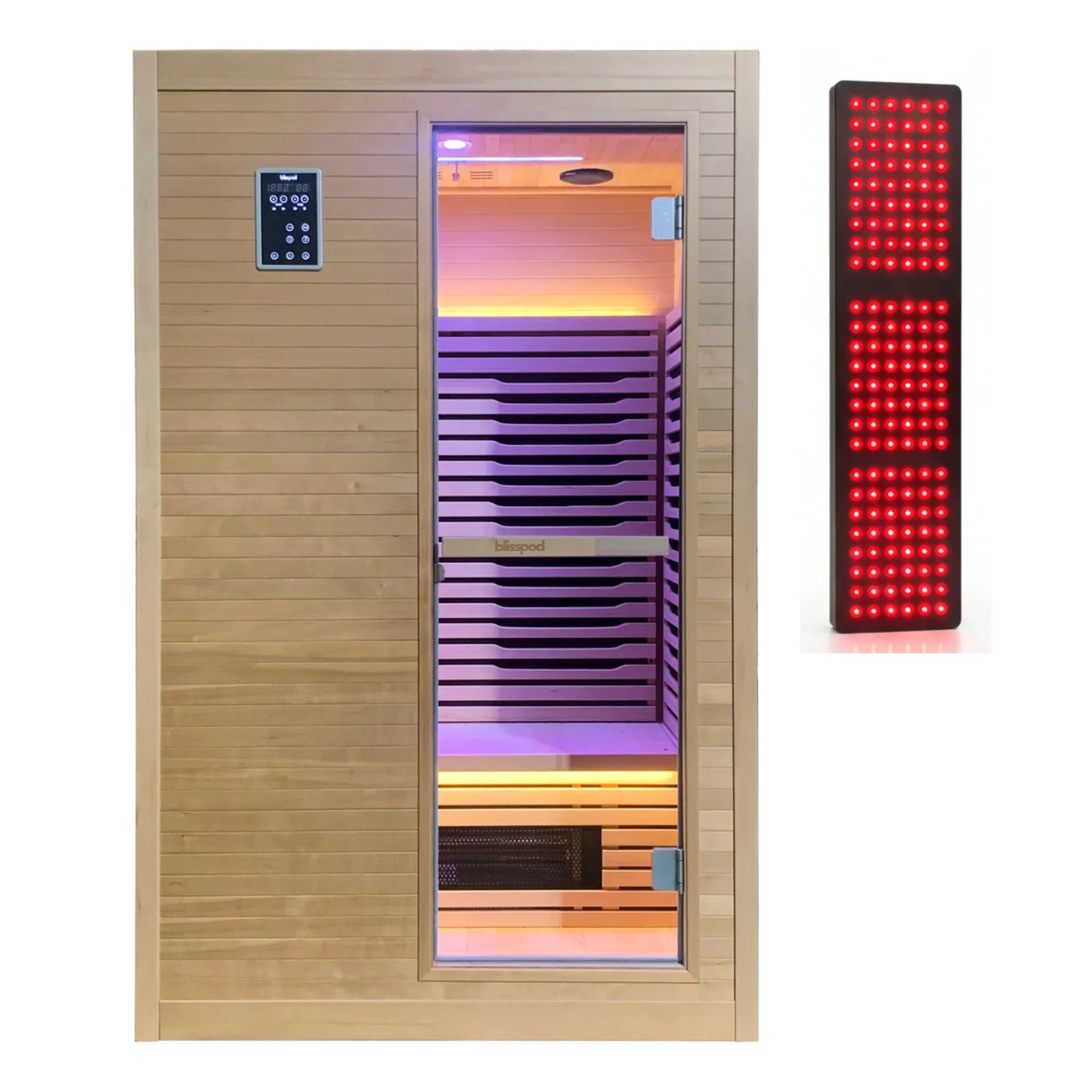 Blisspod Helsinki | Full Spectrum Infrared Sauna + Red Light Therapy | 2 Person | Ultra-Low EMF | Canadian Hemlock