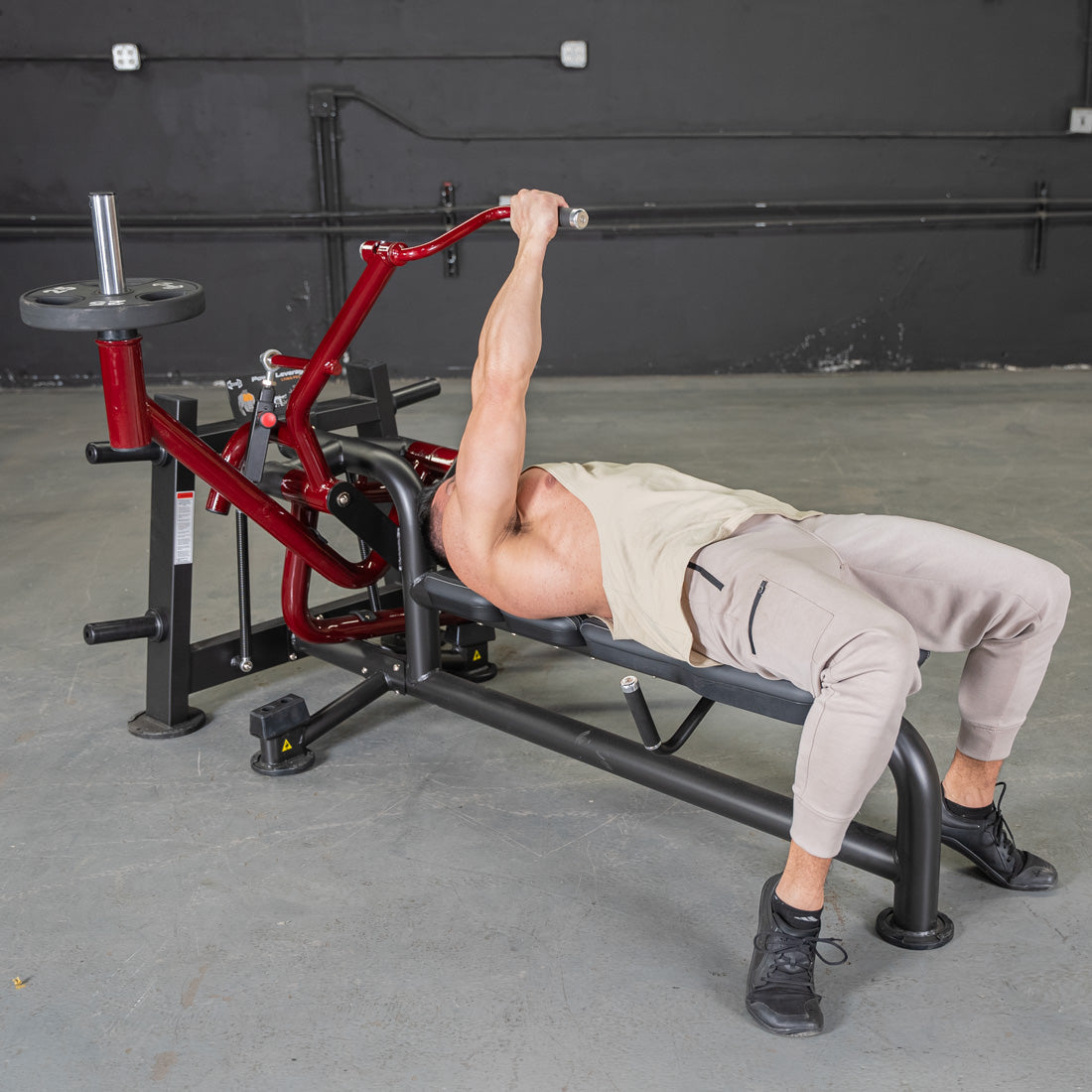 Muscle D Fitness Power Leverage V2 Lying Pec Fly — Plate-Loaded, Precision Bearings, Commercial