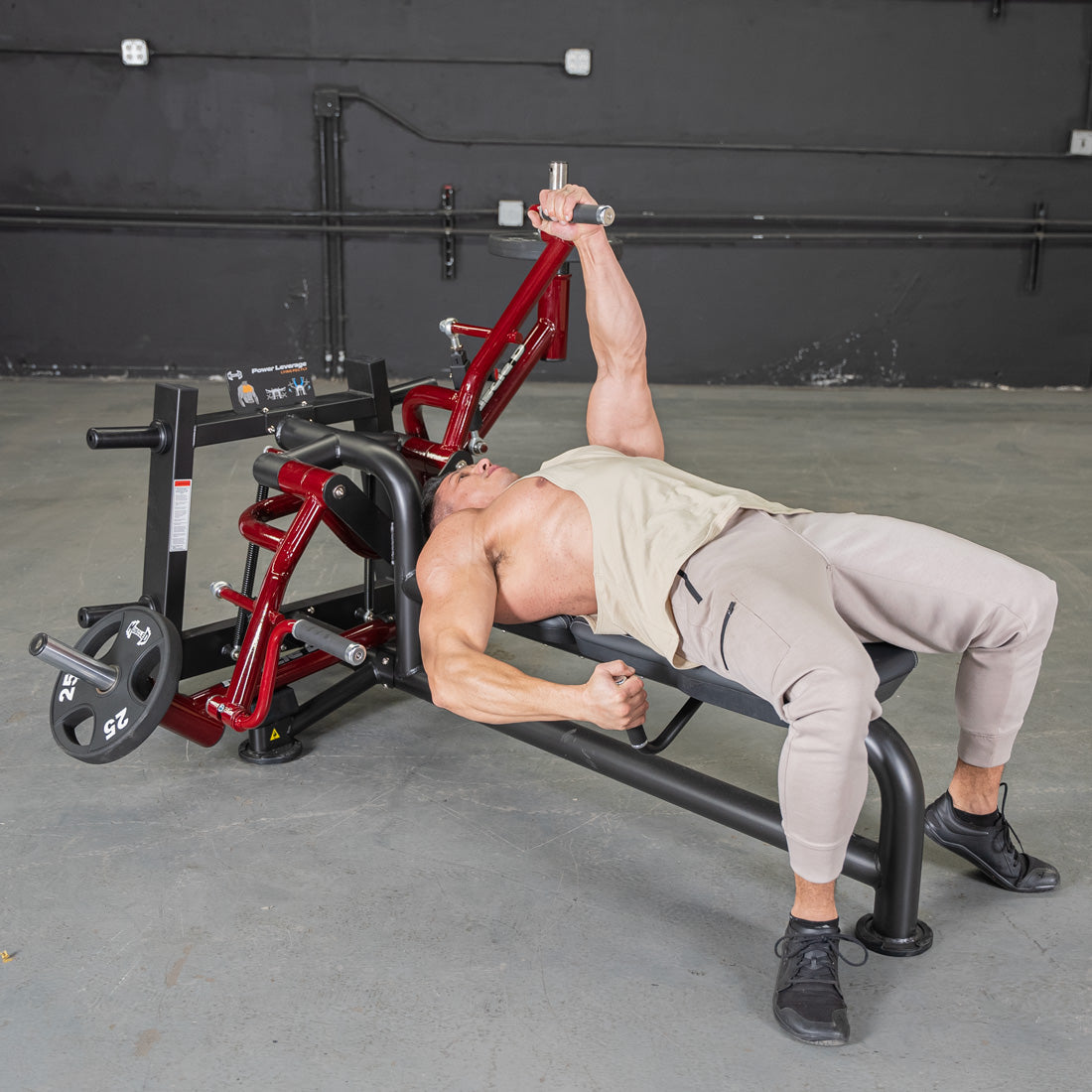 Muscle D Fitness Power Leverage V2 Lying Pec Fly — Plate-Loaded, Precision Bearings, Commercial
