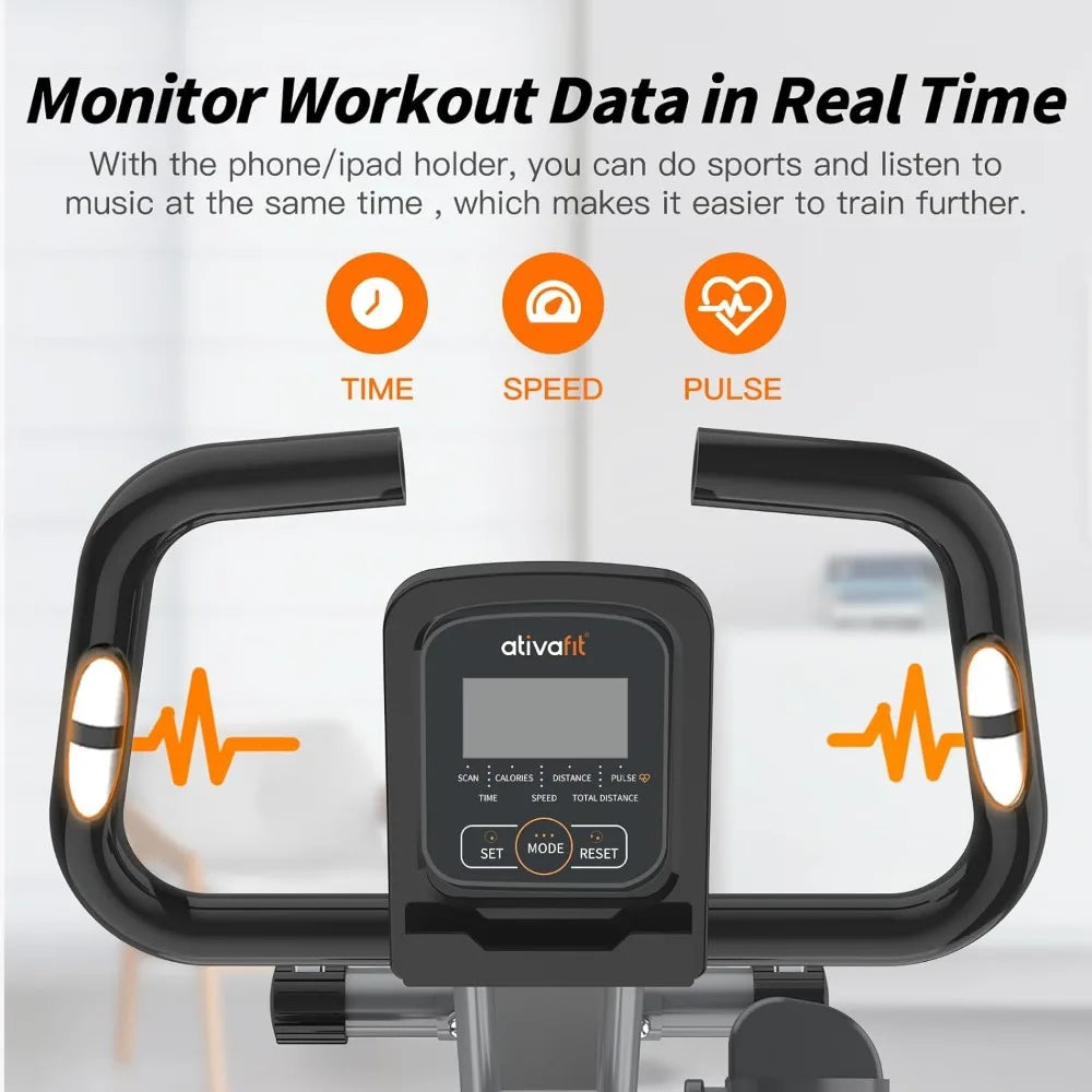 Exercise Bike Foldable Fitness Indoor Stationary Bike Magnetic 3 in 1 Upright Recumbent Exercise Bike for Home Workout