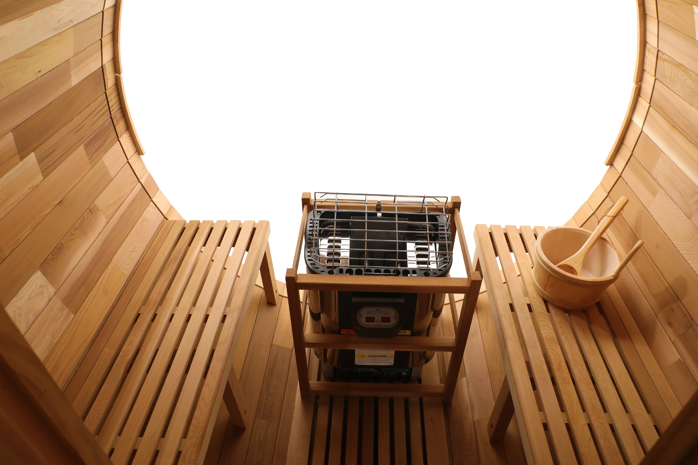 Blisspod Prague | Canadian Red Cedar Outdoor Barrel Sauna | Full Glass Back | 4 or 6 Person | 6000W