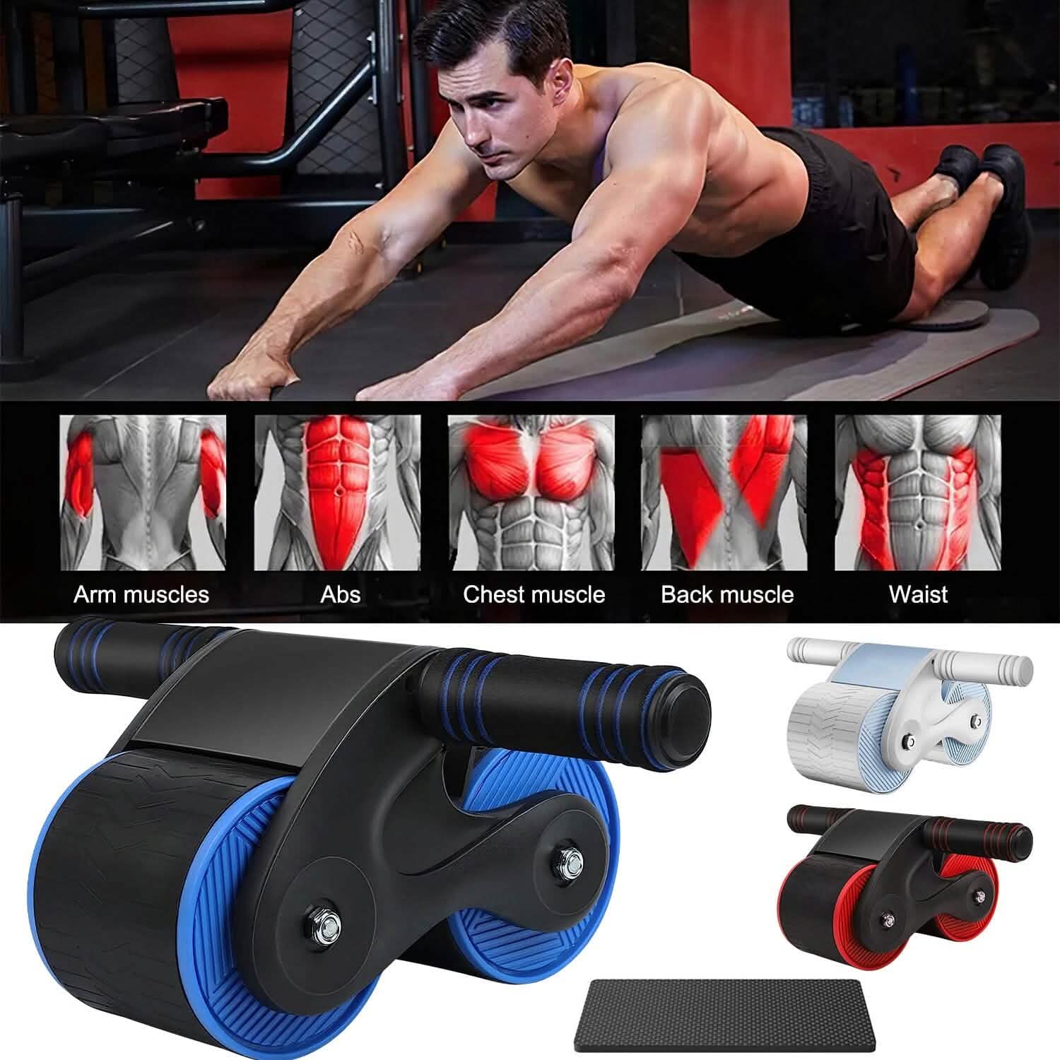 Pro AB Roller Wheel with Automatic Rebound & Knee Pad — Core Trainer