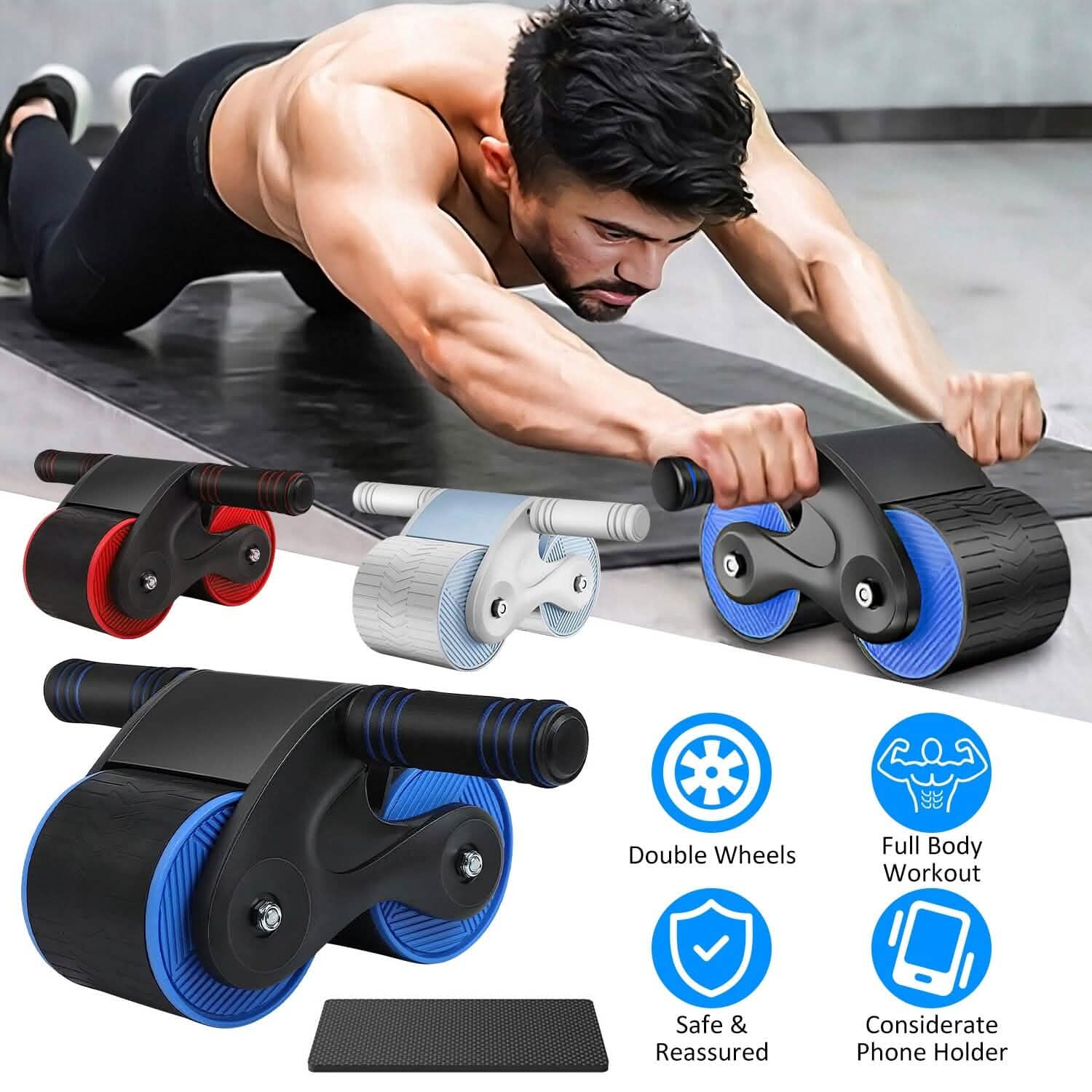 Pro AB Roller Wheel with Automatic Rebound & Knee Pad — Core Trainer