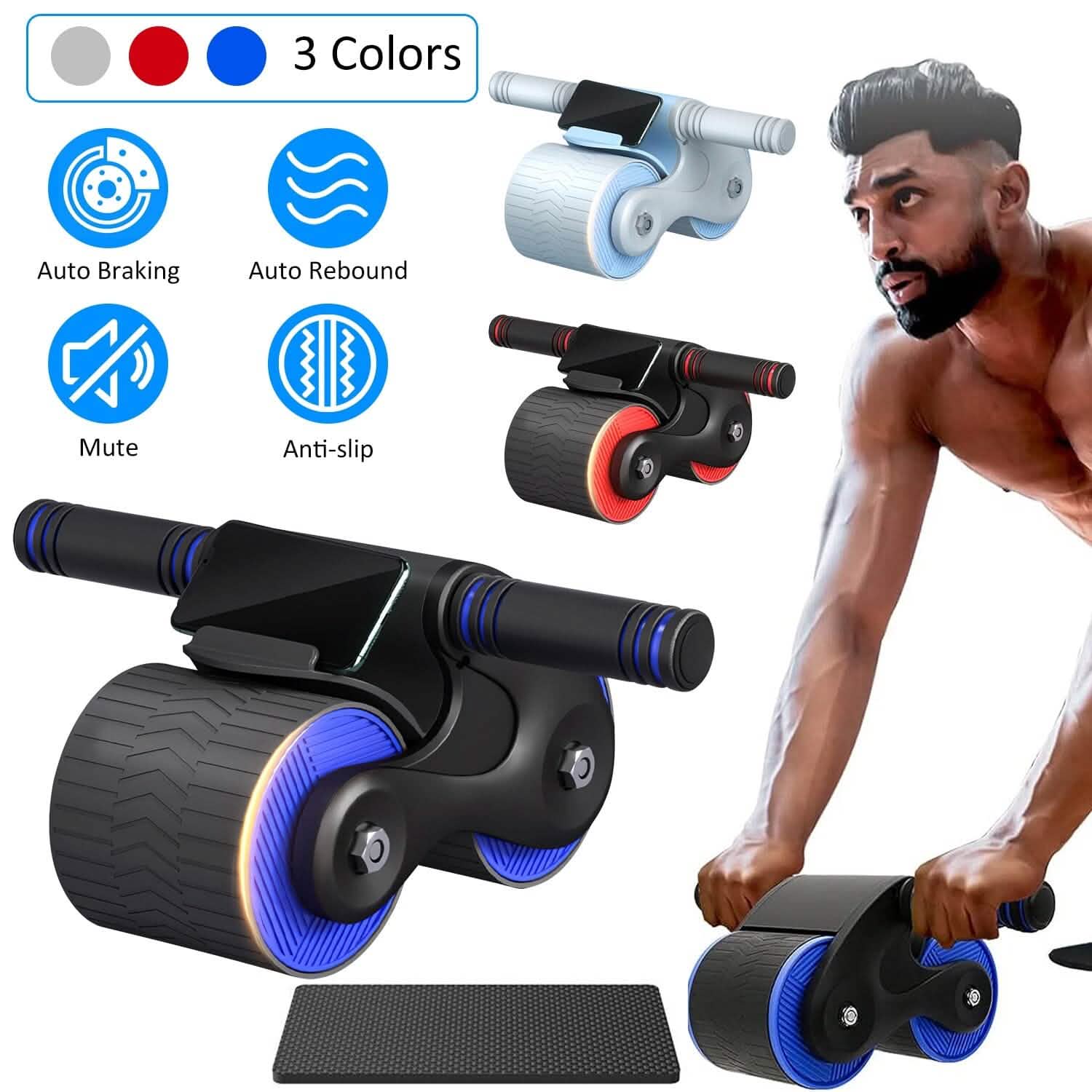 Pro AB Roller Wheel with Automatic Rebound & Knee Pad — Core Trainer