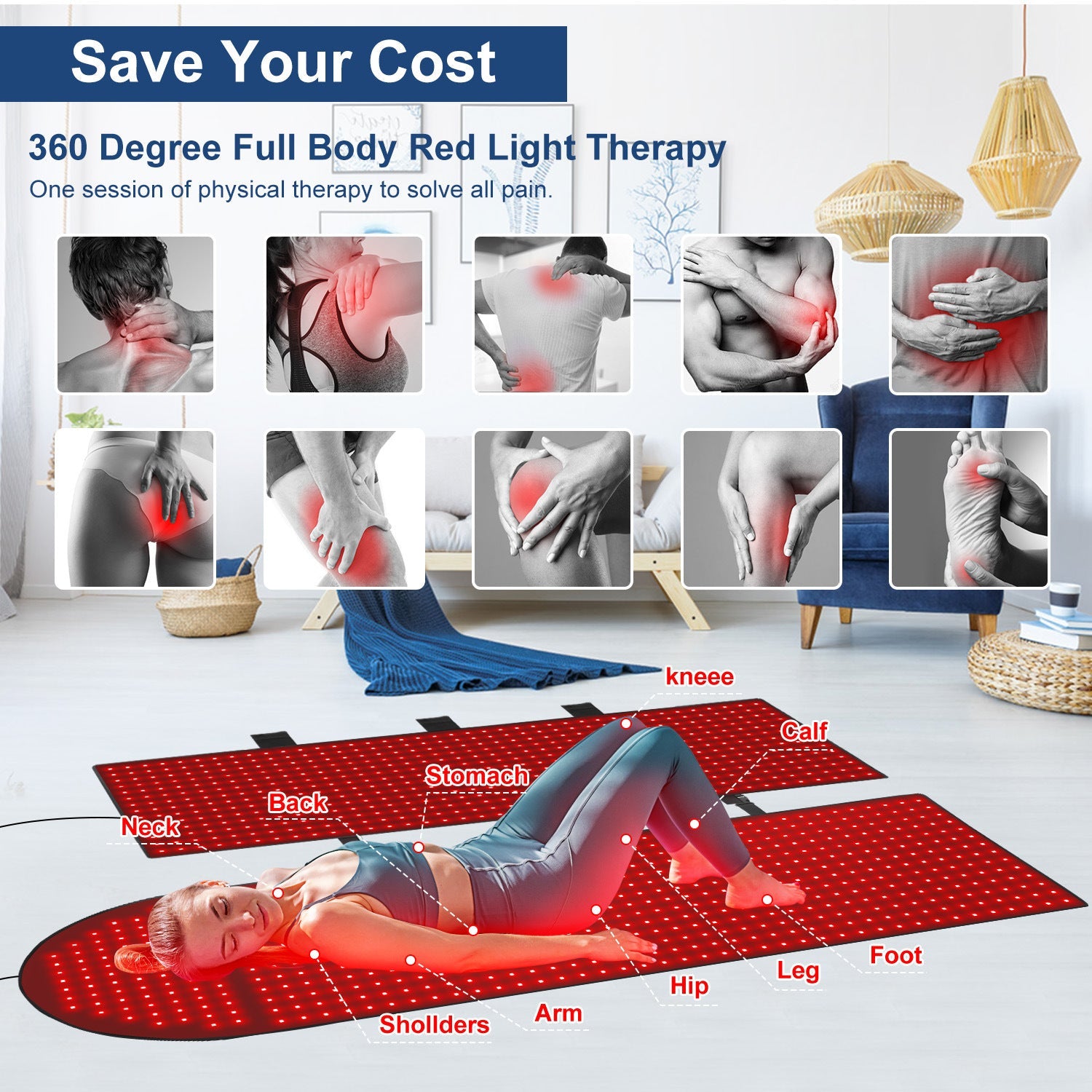 FitHaven Professional Red Light Therapy Pad | Full-Body Infrared | 601W | Sleeping Bag Design