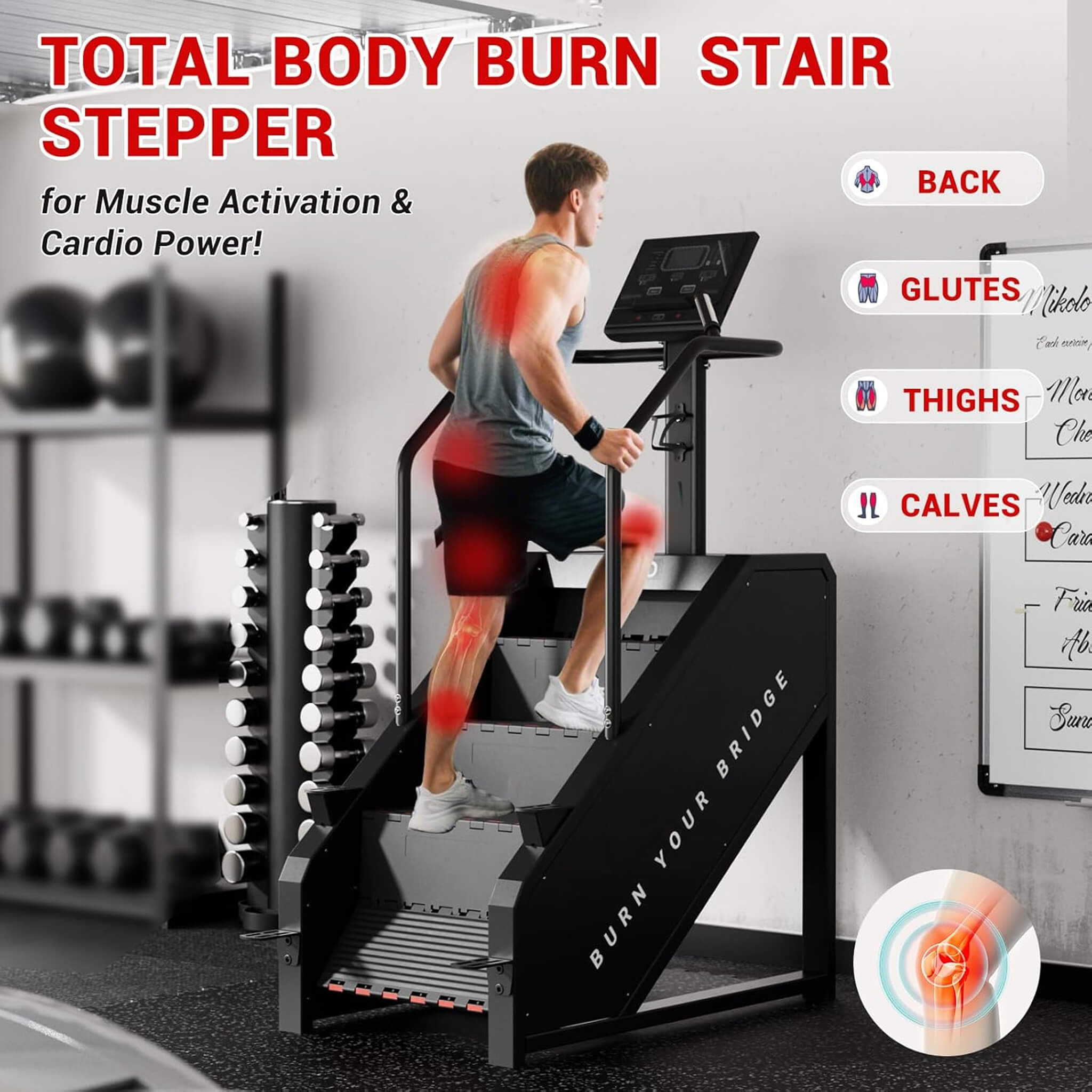 Rovix Commercial Stair Stepper — 660 lb Capacity | 15 Resistance Levels | LED Display