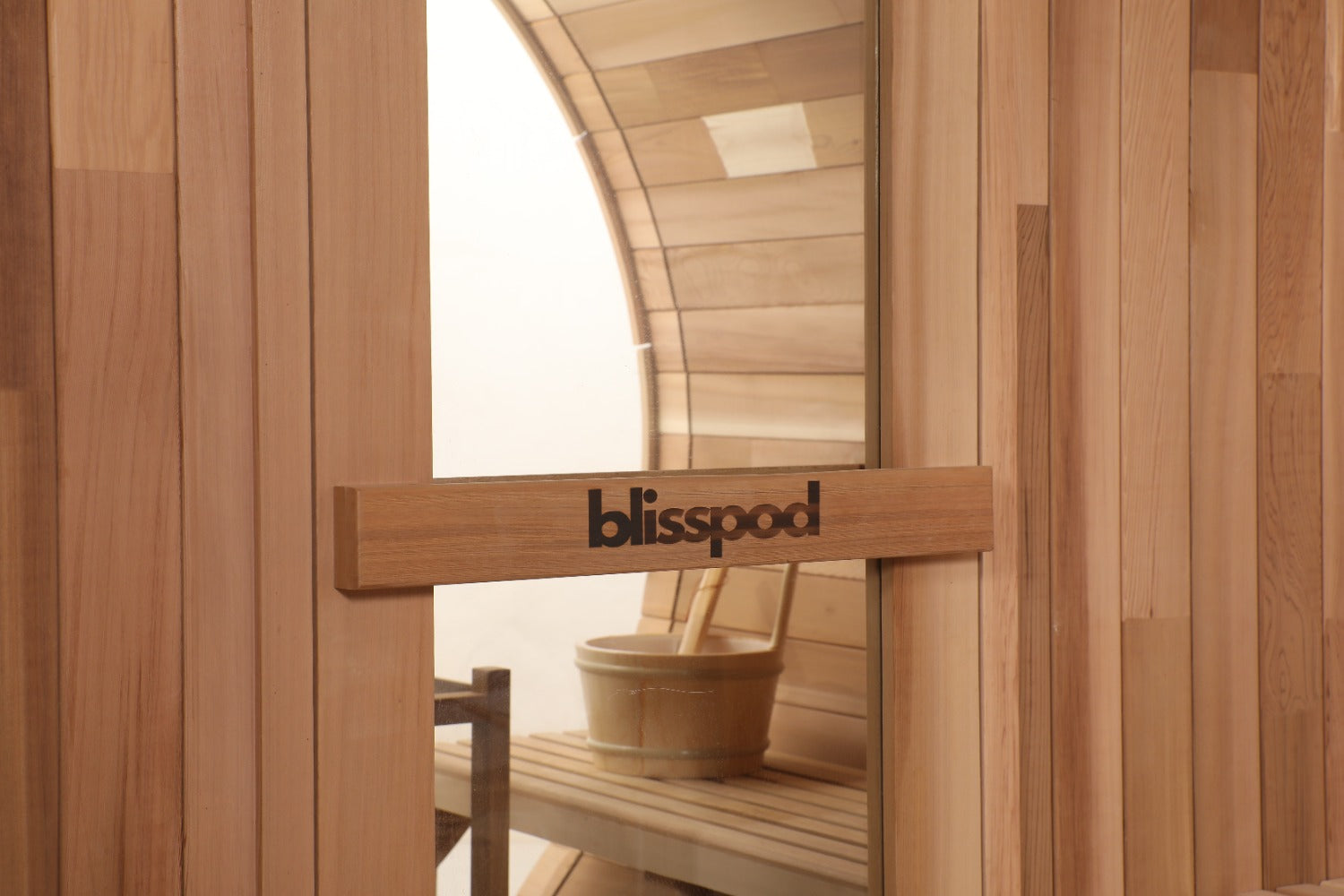 Blisspod Prague | Canadian Red Cedar Outdoor Barrel Sauna | Full Glass Back | 4 or 6 Person | 6000W