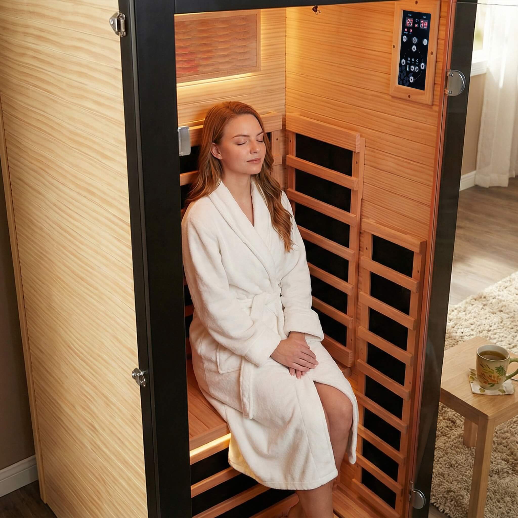 Thermora Solo | 1-Person Infrared Sauna Cabin | Chilean Pine | Starry Sky Ceiling | 1,050W