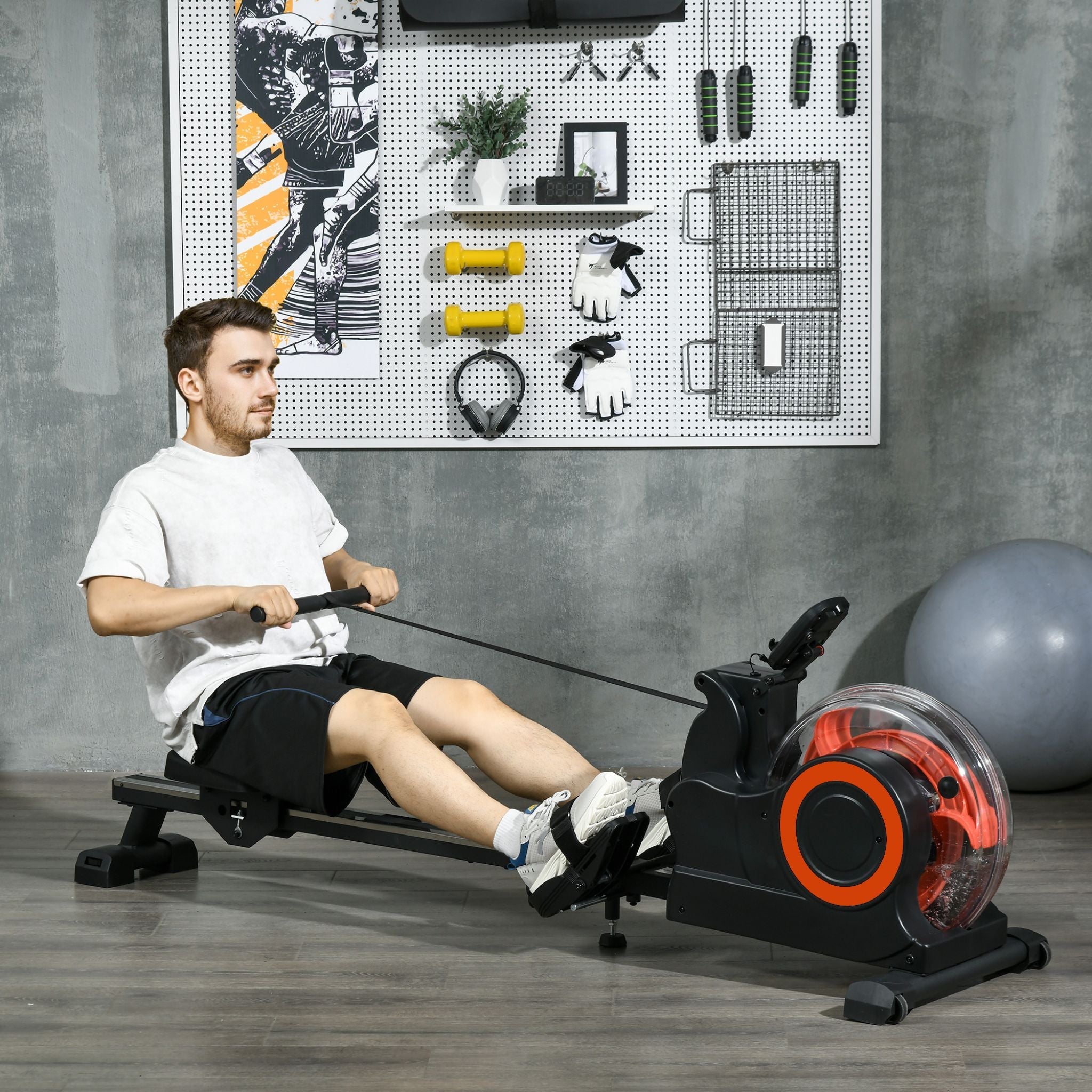 Rovix Foldable Water Rowing Machine — Self-Regulating Resistance | LCD Monitor | 264 lb Capacity