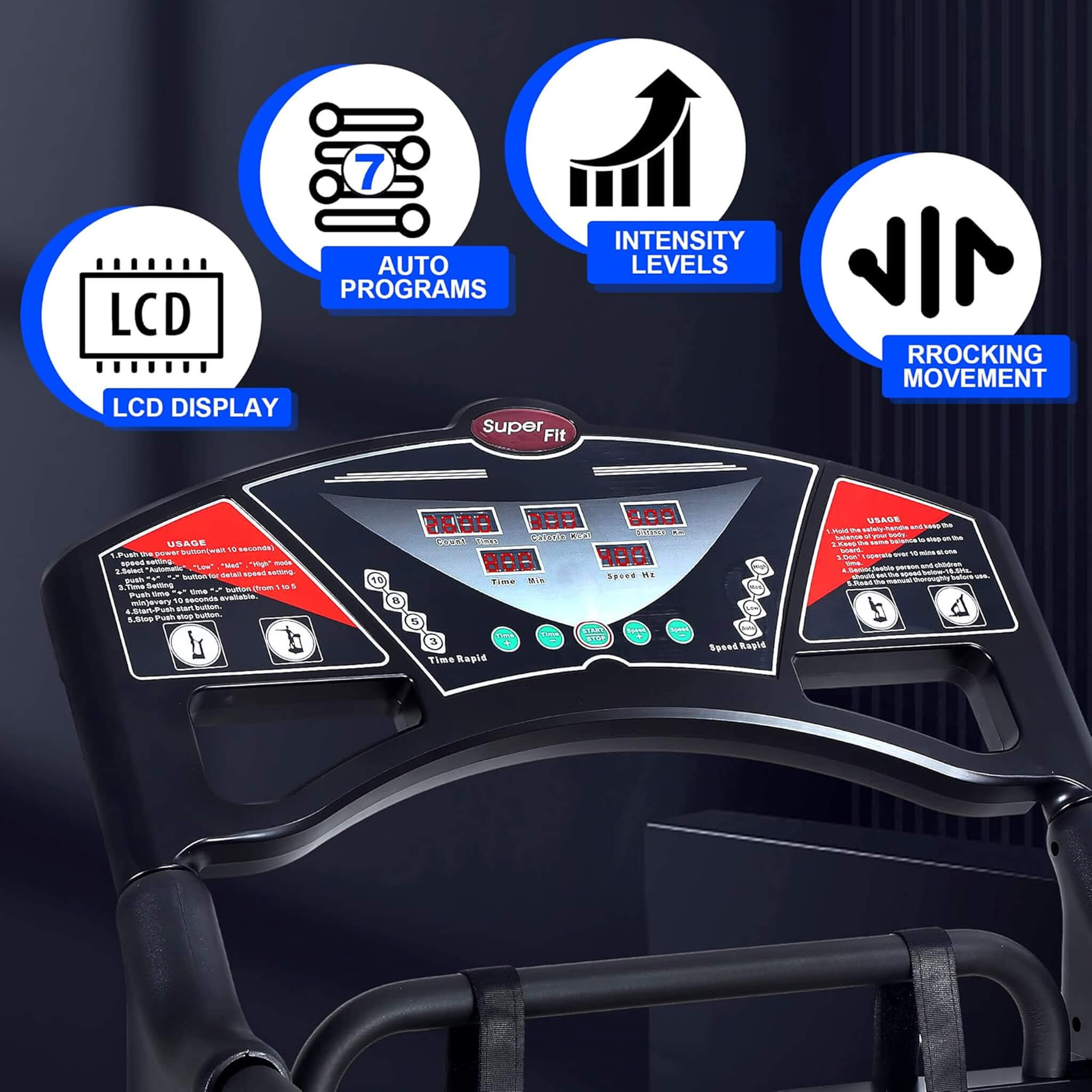 Rovix 400 lb Whole Body Vibration Plate — 99 Speeds | 8 Programs | Built-In Resistance Bands