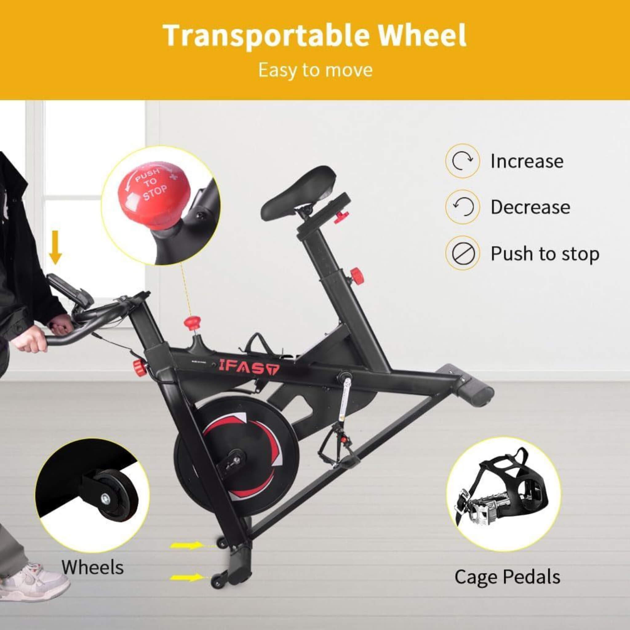 IFast Heavy-Duty Indoor Smart Stationary Fitness Cardio Training Spin Bike For Home Gyms (SAK65195)