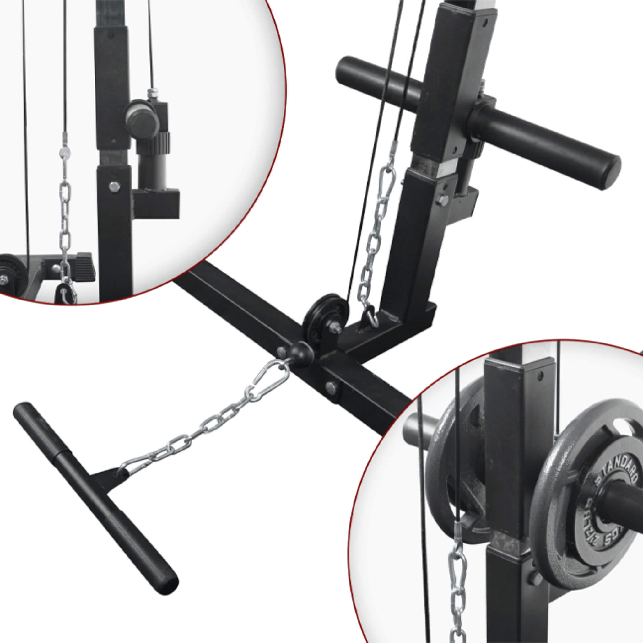 Rovix 1,000 lb Multi-Function Adjustable Power Cage Rack — Lat Pulldown & Low Row Included