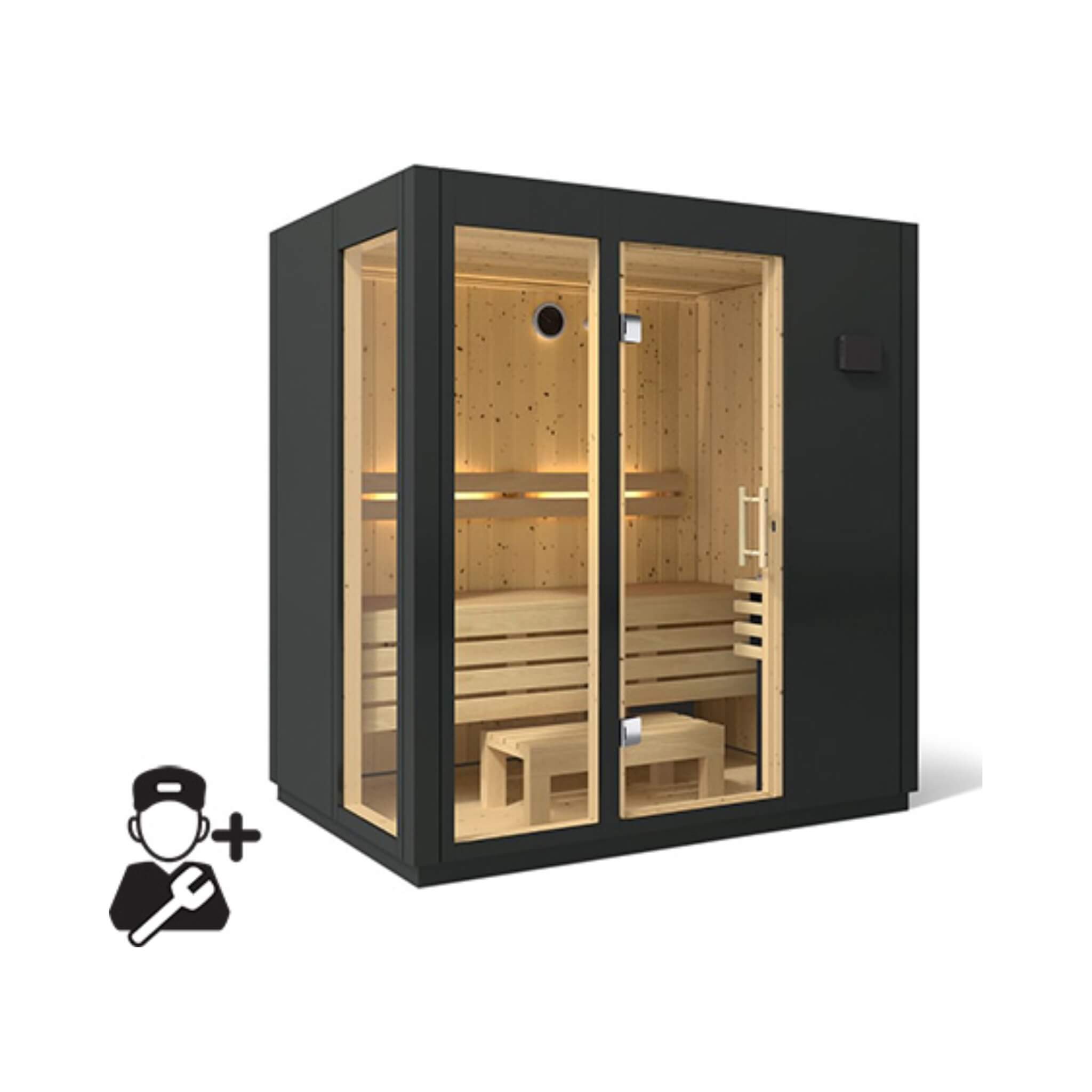 Kohler C1 Indoor Sauna | Graphite Gray | FERO Heater | Freestanding & Alcove | 2, 3 & 5 Person