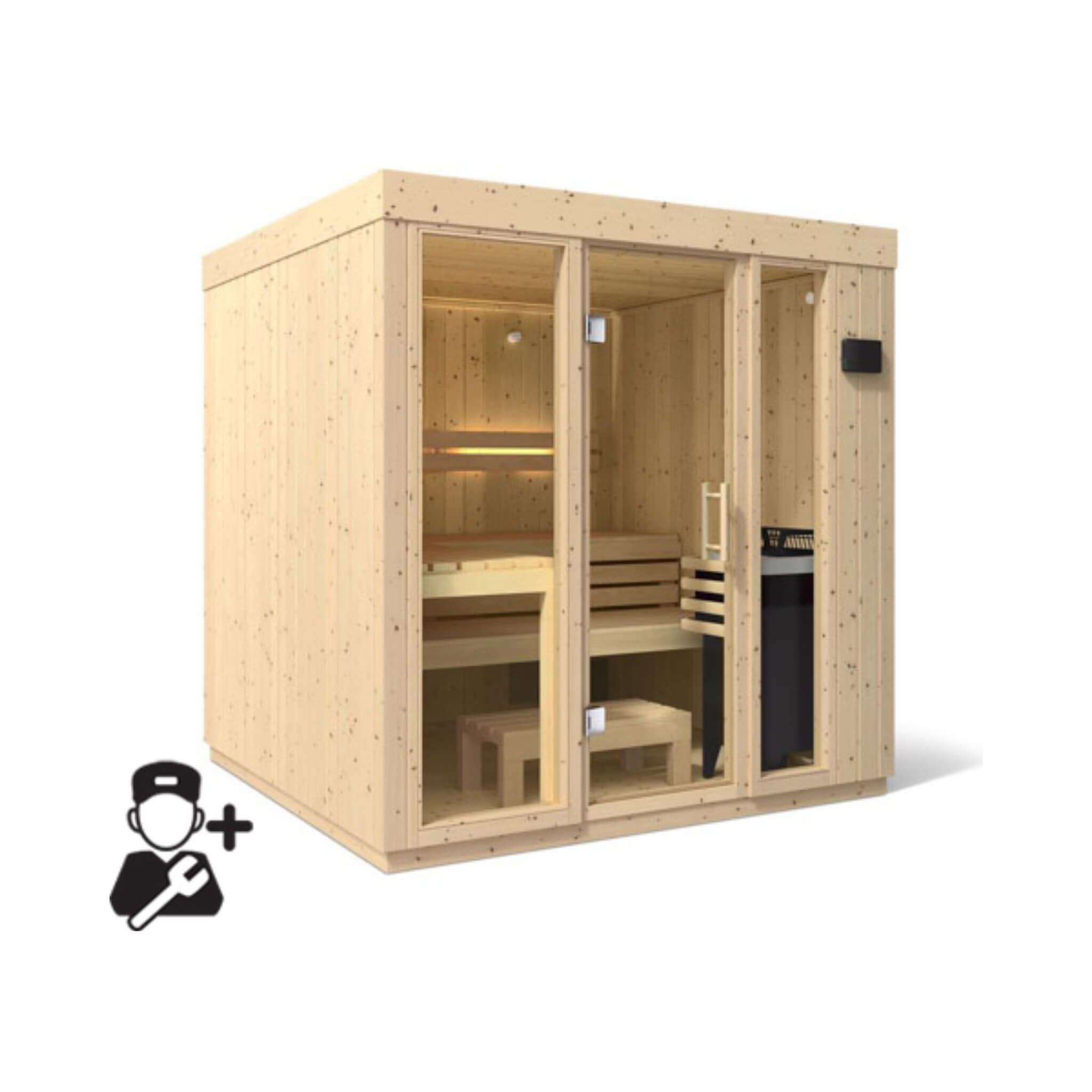 Kohler C1 Indoor Sauna | Scandinavian Spruce | FERO Heater | 2, 3 & 5 Person