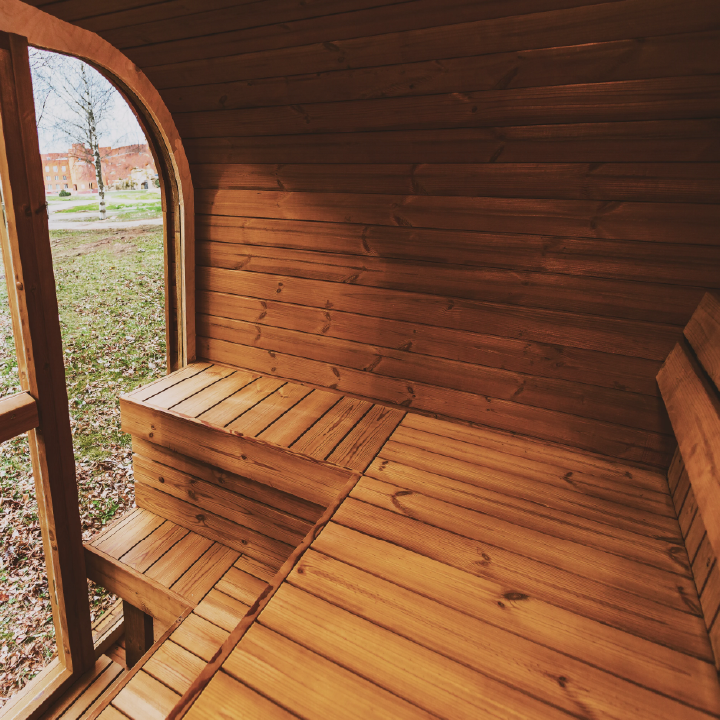 Patio Elegance MW12 | Outdoor ThermoWood Sauna | Harvia-Powered | Lava Rocks Included