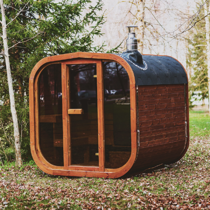 Patio Elegance MW16 | Large Outdoor ThermoWood Sauna | Harvia-Powered | Lava Rocks Included