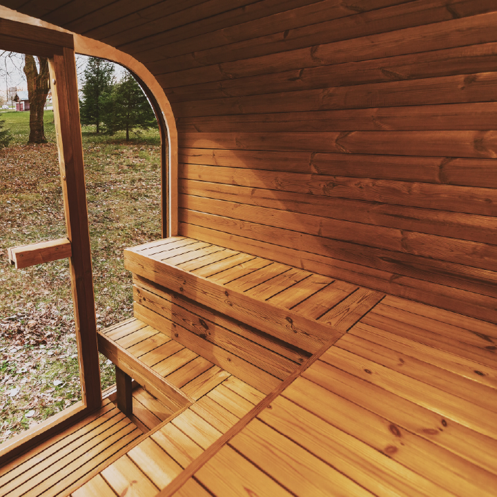 Patio Elegance MW16 | Large Outdoor ThermoWood Sauna | Harvia-Powered | Lava Rocks Included