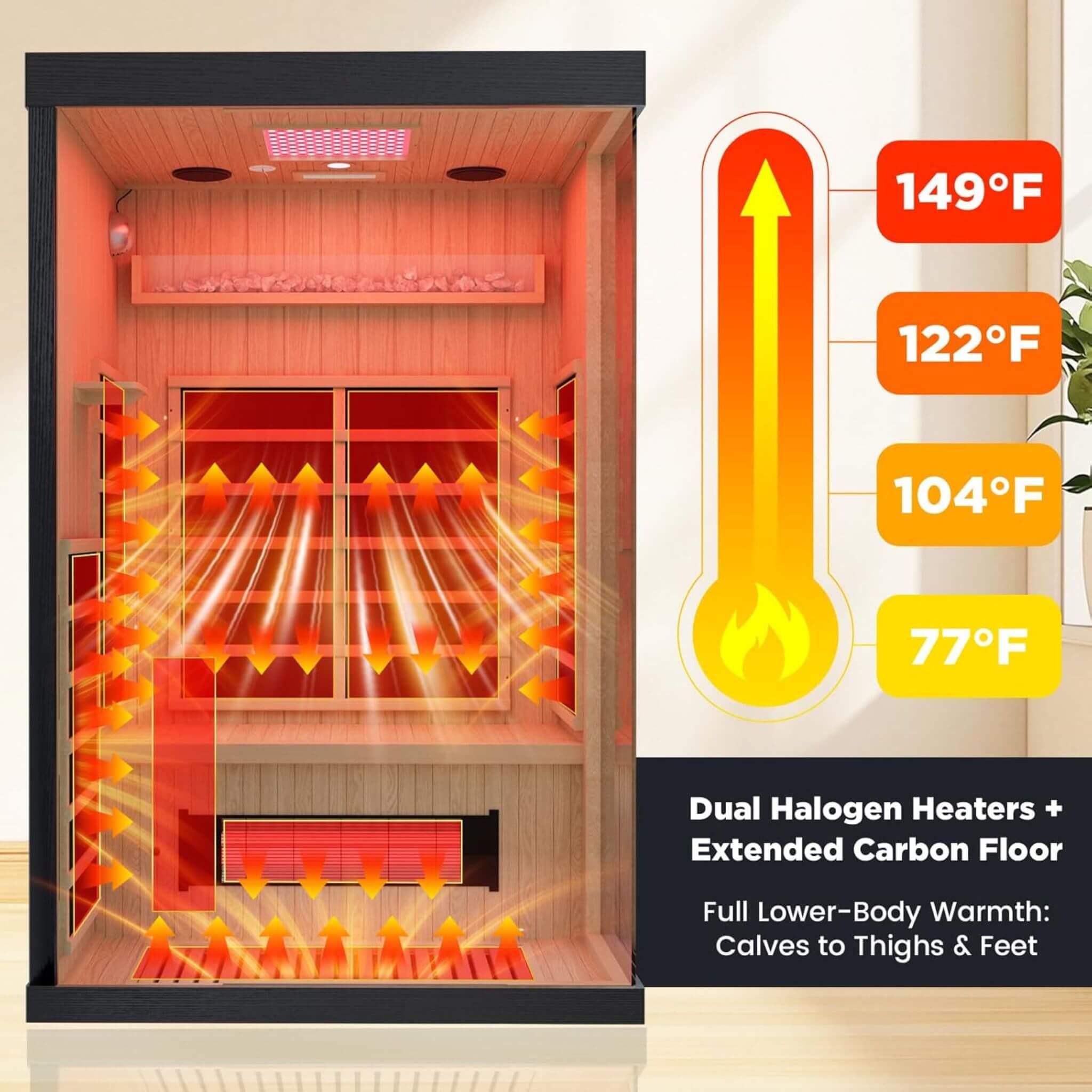Thermora Pandora | Full-Spectrum Infrared Sauna for Two | Red Light Therapy + Himalayan Salt