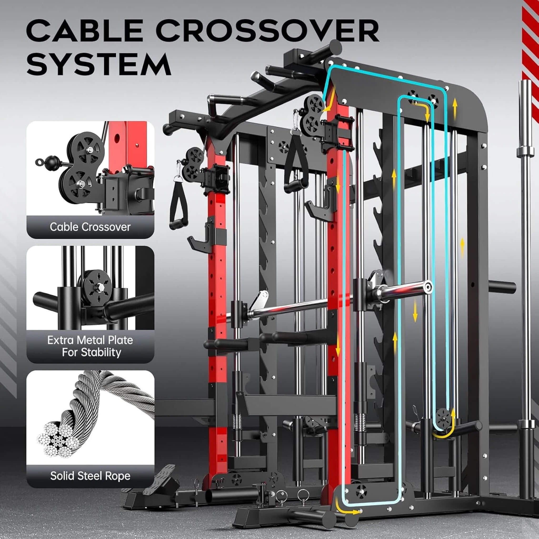 Rovix 2,000 lb All-In-One Power Cage & Smith Machine — 15+ Attachments