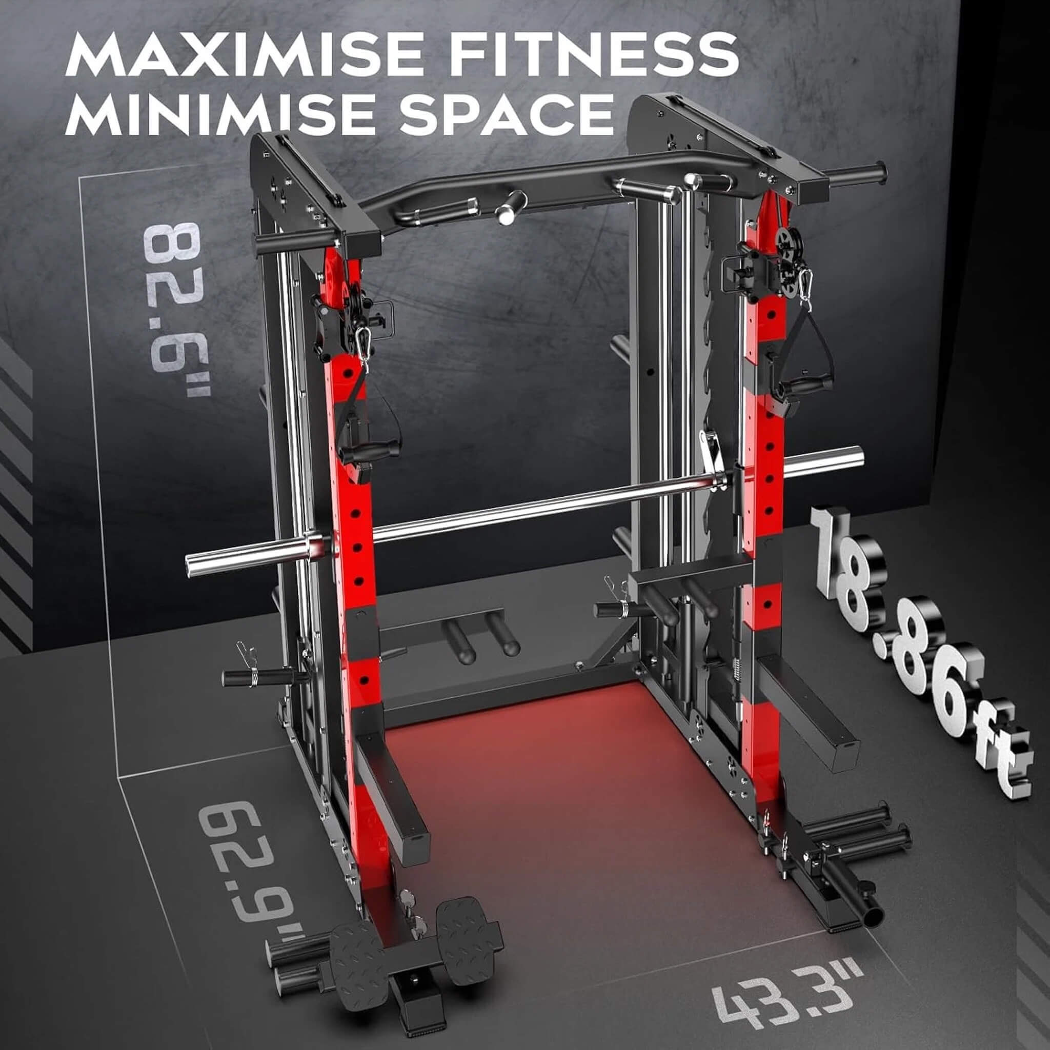Rovix 2,000 lb All-In-One Power Cage & Smith Machine — 15+ Attachments
