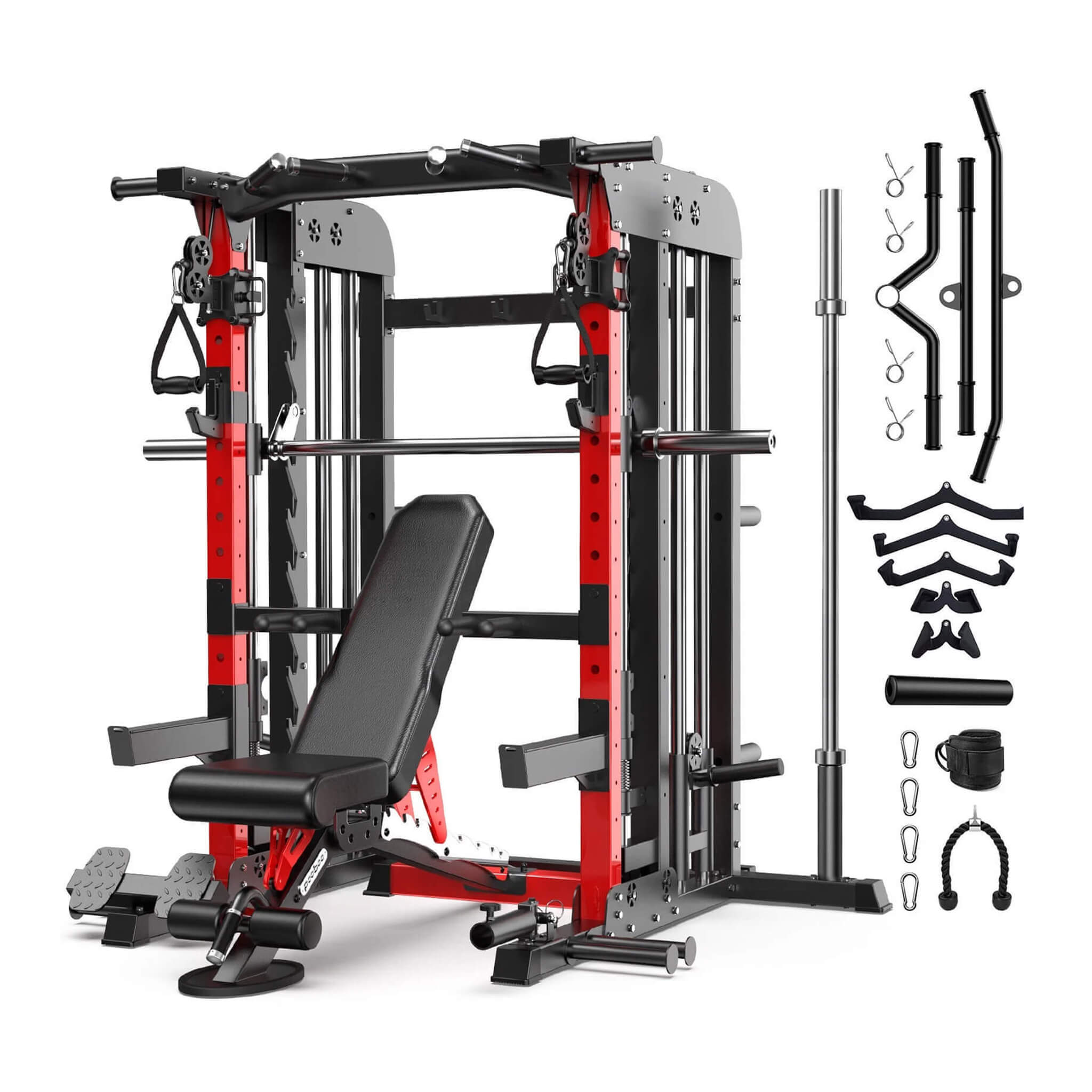 Rovix 2,000 lb All-In-One Power Cage & Smith Machine — 15+ Attachments