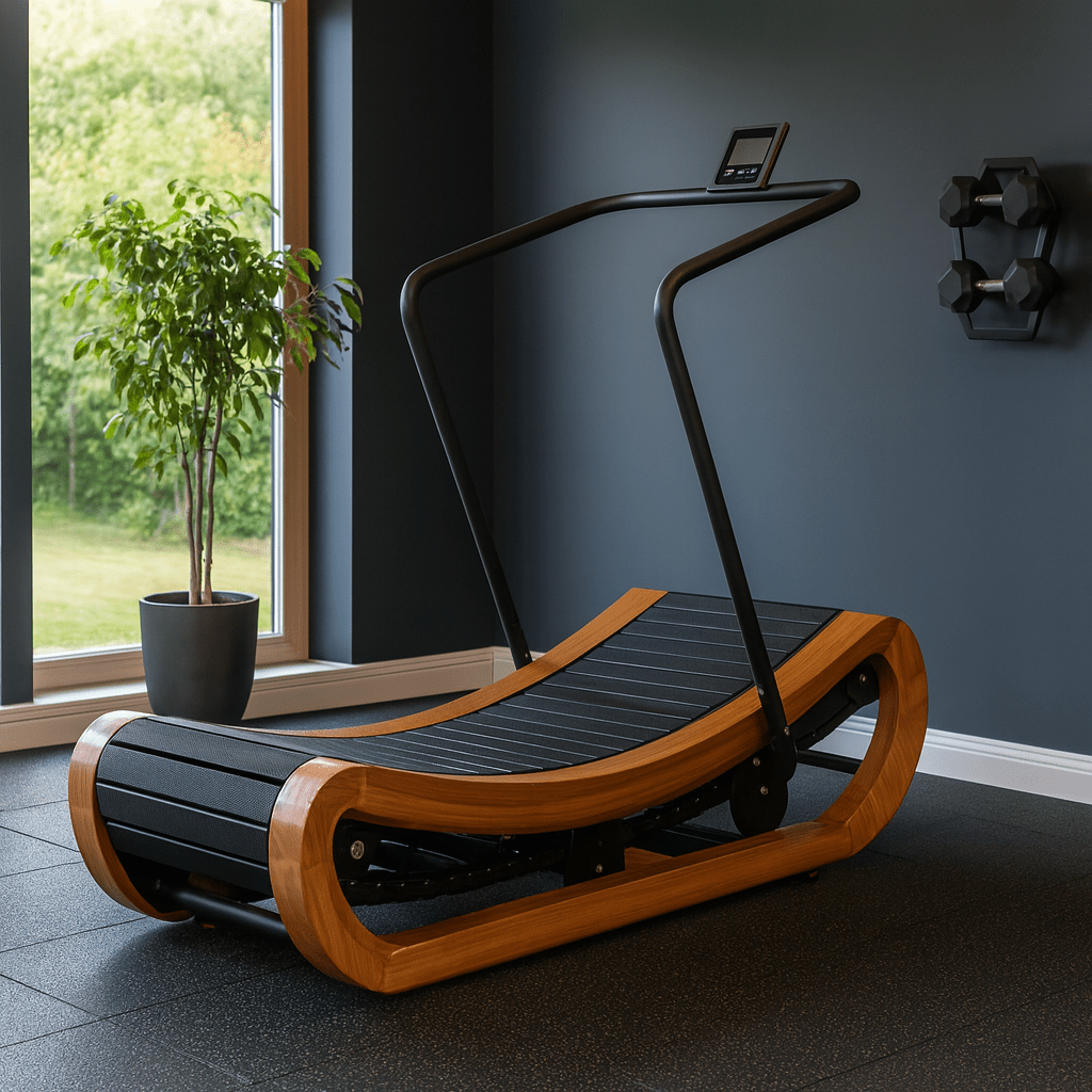 MedEq R2000 Solid Wood Curved Treadmill | Self-Powered Luxury Trainer
