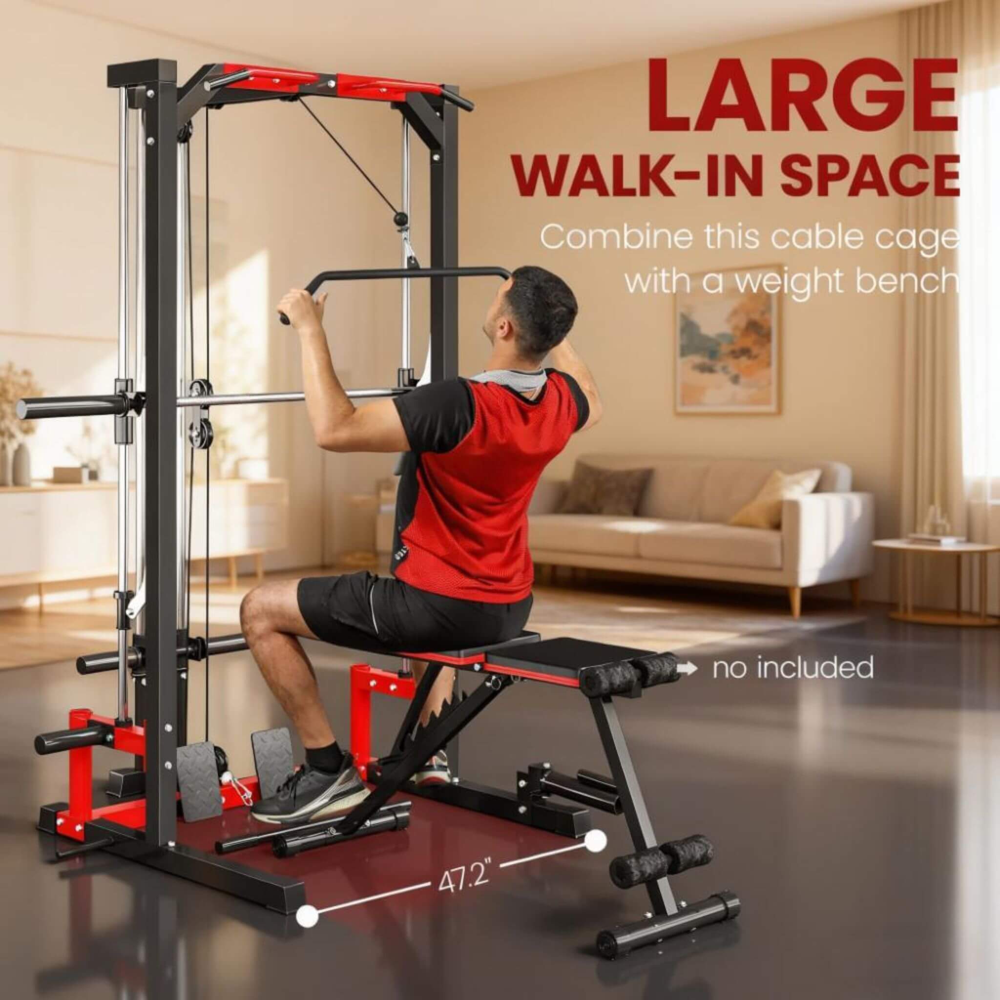 Rovix All-In-One Home Gym Squat Rack — Pull-Up Bar, Lat System & Landmine | 132 lb Resistance