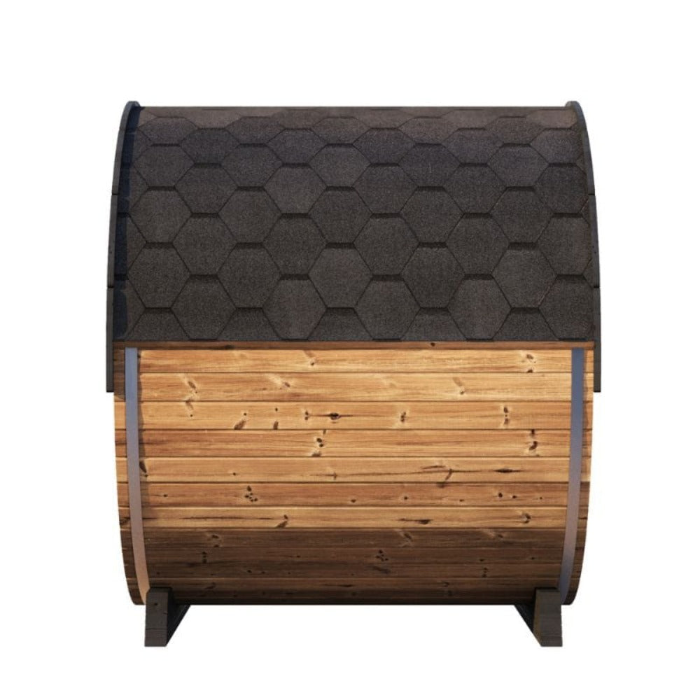 SaunaLife EE8G Ergo Series — 6-Person Outdoor Barrel Sauna | 7'7" Diameter | Full Glass Front