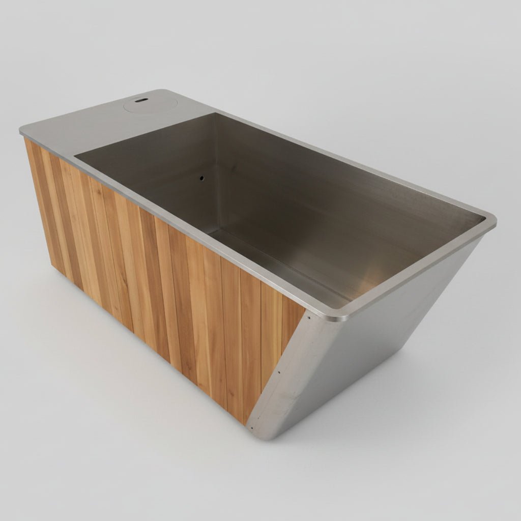 MedEq Cold & Hot Plunge Pool | 304 Stainless Steel & Wood | 1HP Chiller/Heater | Contrast Therapy