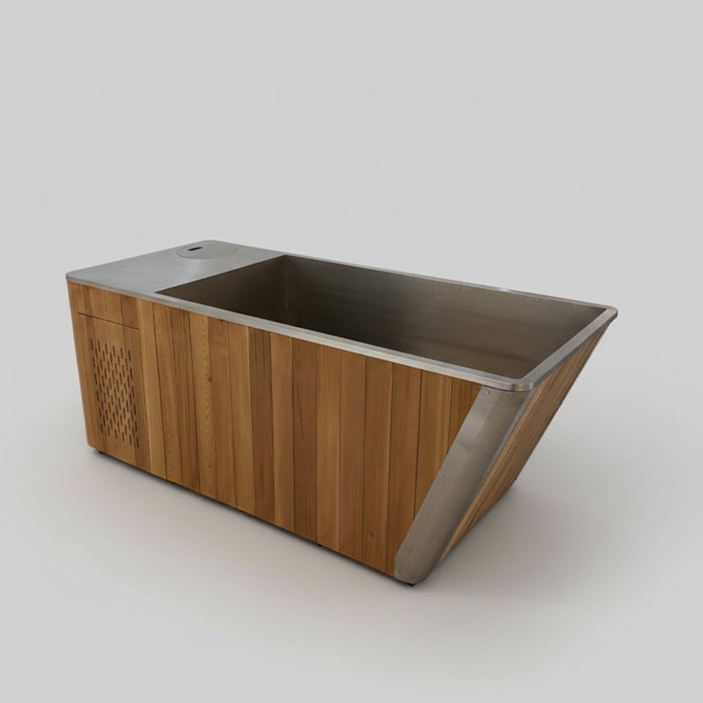MedEq Cold & Hot Plunge Pool | 304 Stainless Steel & Wood | 1HP Chiller/Heater | Contrast Therapy