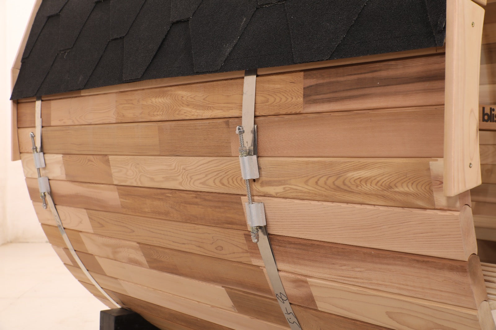Blisspod Prague | Canadian Red Cedar Outdoor Barrel Sauna with Full Glass Back & Porch