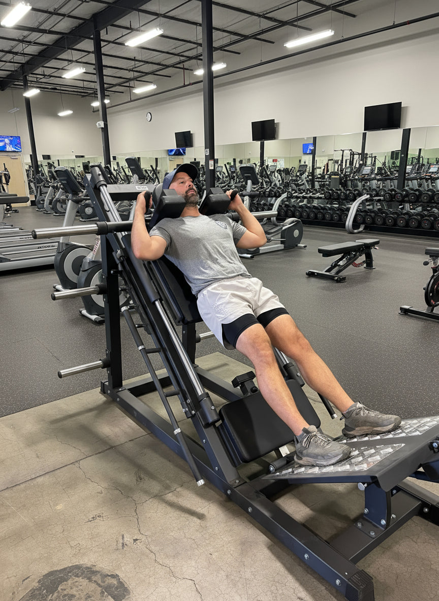 45° Plate-Loaded Leg Press & Hack Squat Combo — 538 lb Commercial Steel, Dual-Function