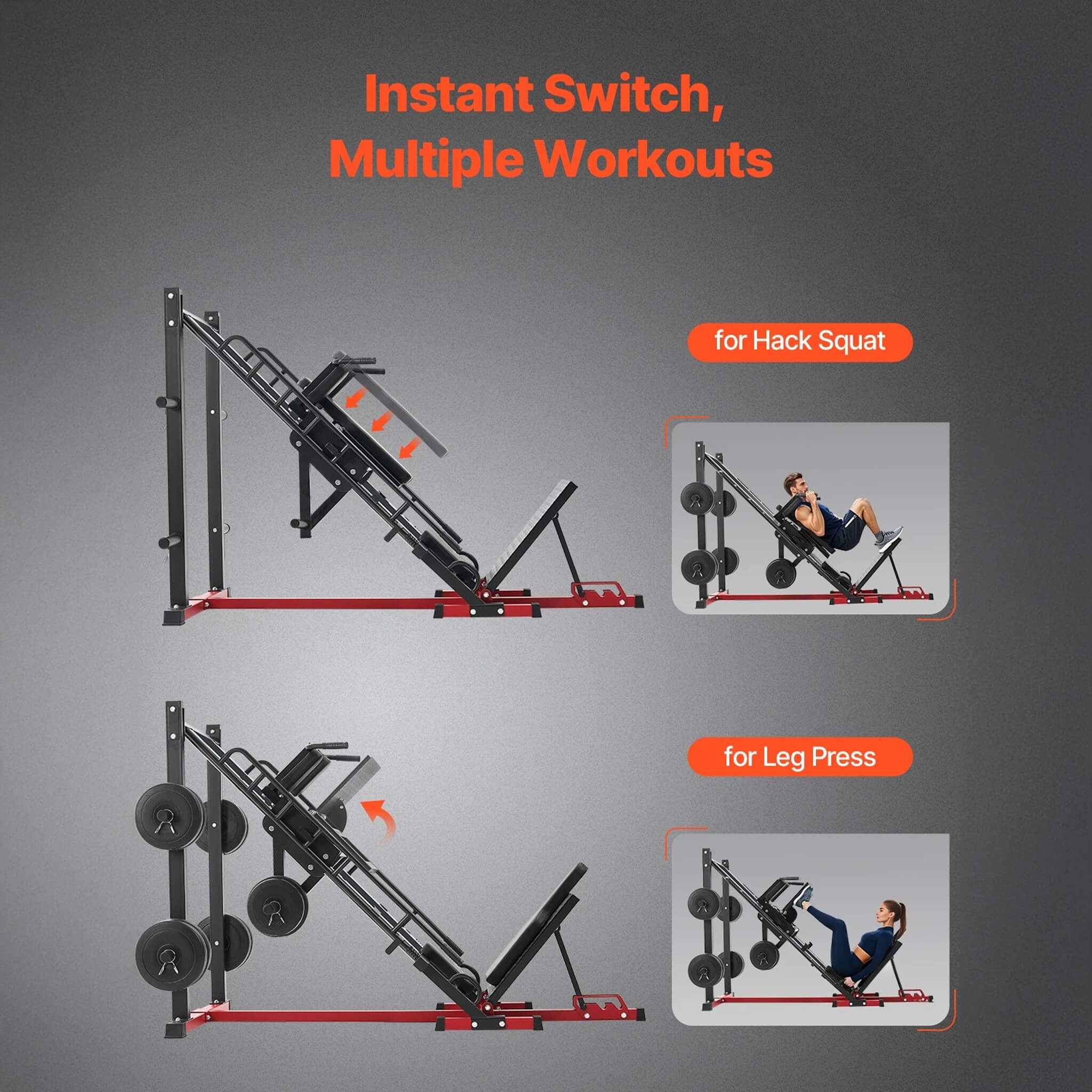 Rovix 2000LBS Adjustable Leg Press And Hack Squat Machine For Home Gym Workouts (SAK53148)