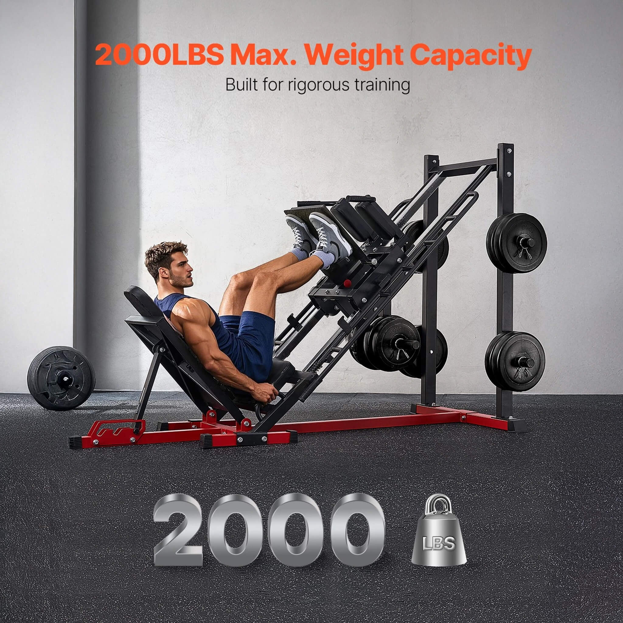 Rovix 2000LBS Adjustable Leg Press And Hack Squat Machine For Home Gym Workouts (SAK53148)