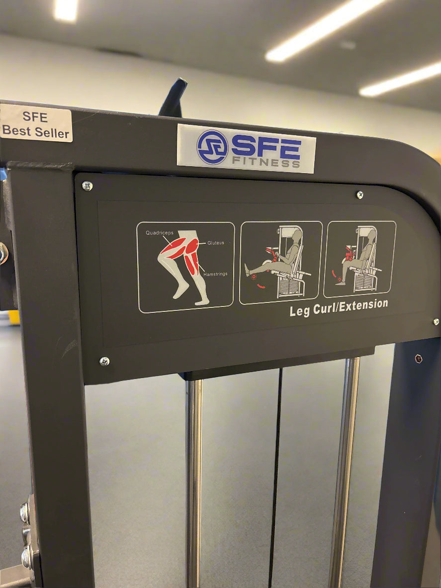 SFE Selectorized Seated Leg Extension & Leg Curl Machine — 250 lb Stack | Dual-Function Commercial