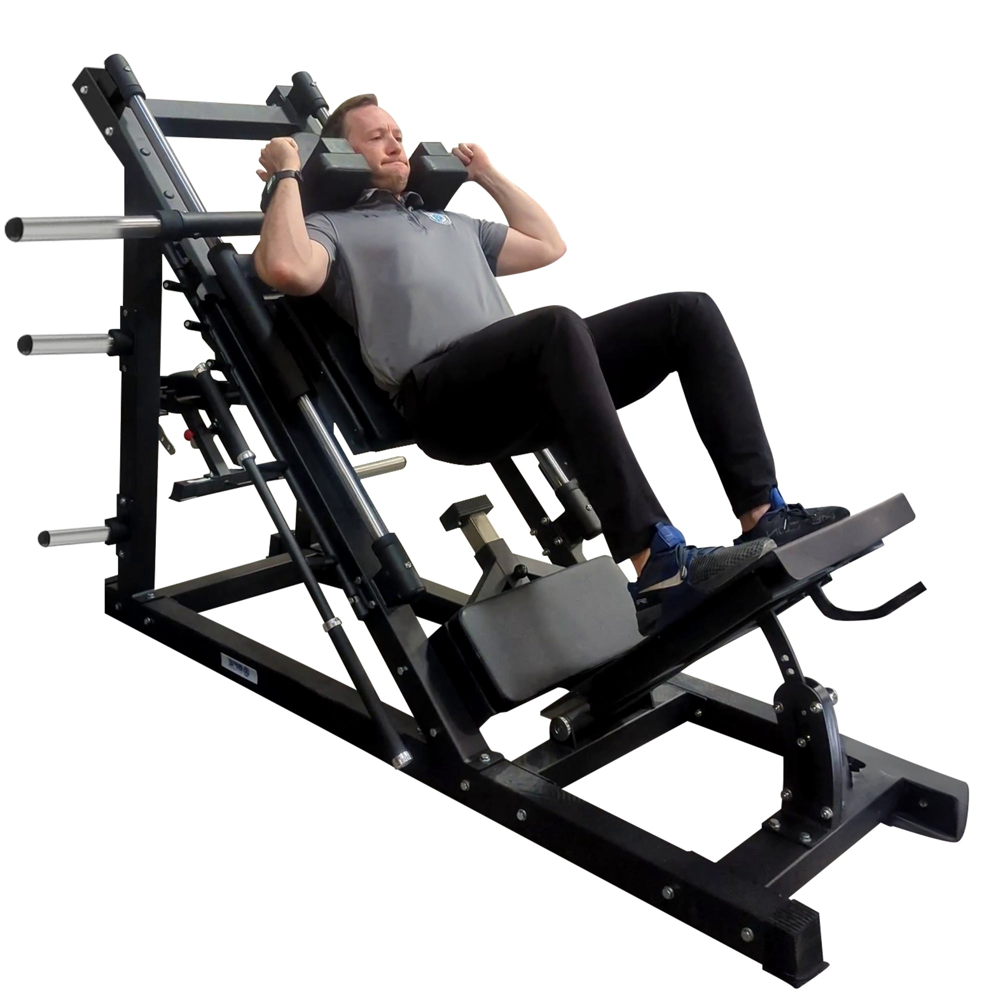45° Plate-Loaded Leg Press & Hack Squat Combo — 538 lb Commercial Steel, Dual-Function