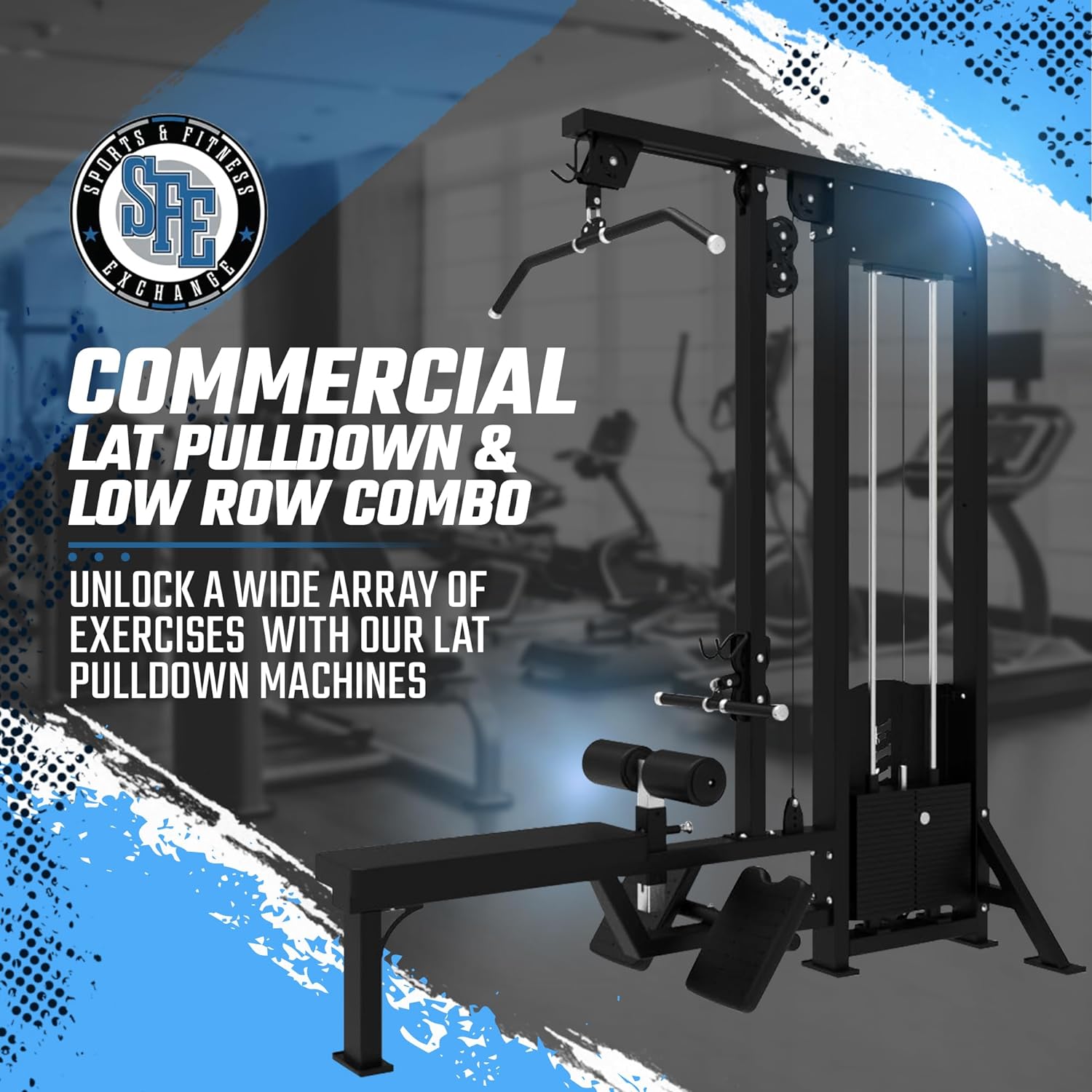 SFE Selectorized Lat Pulldown & Low Row Combo — 264 lb Stack | Dual-Function Commercial