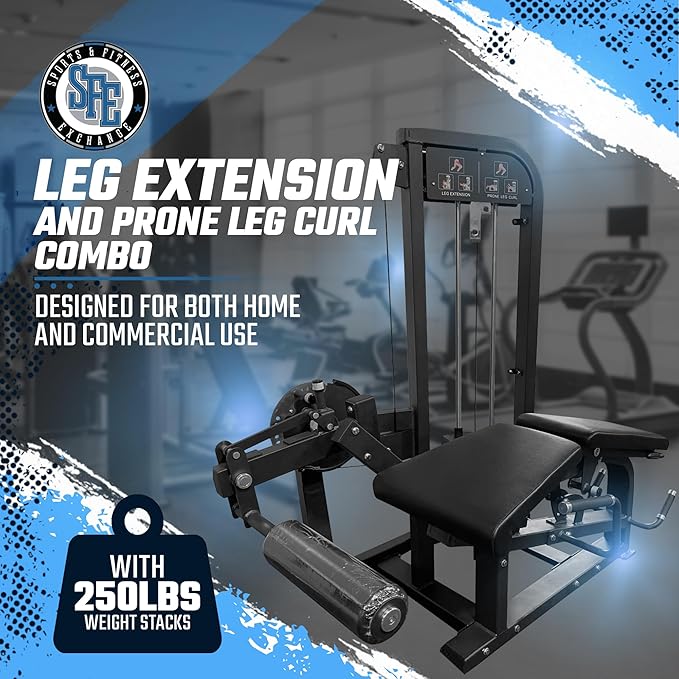SFE Selectorized Leg Extension & Prone Leg Curl Combo — 250 lb Stack | Commercial Grade