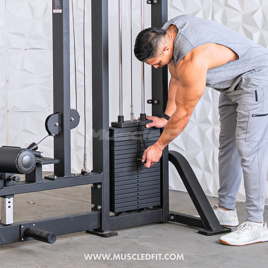 Muscle D Classic V2 Selectorized Lat Pulldown & Low Row Combo — 300 lb Stack | Commercial Grade