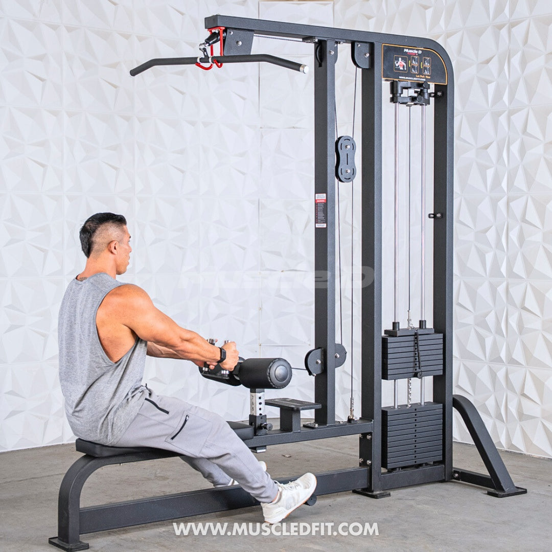 Muscle D Classic V2 Selectorized Lat Pulldown & Low Row Combo — 300 lb Stack | Commercial Grade