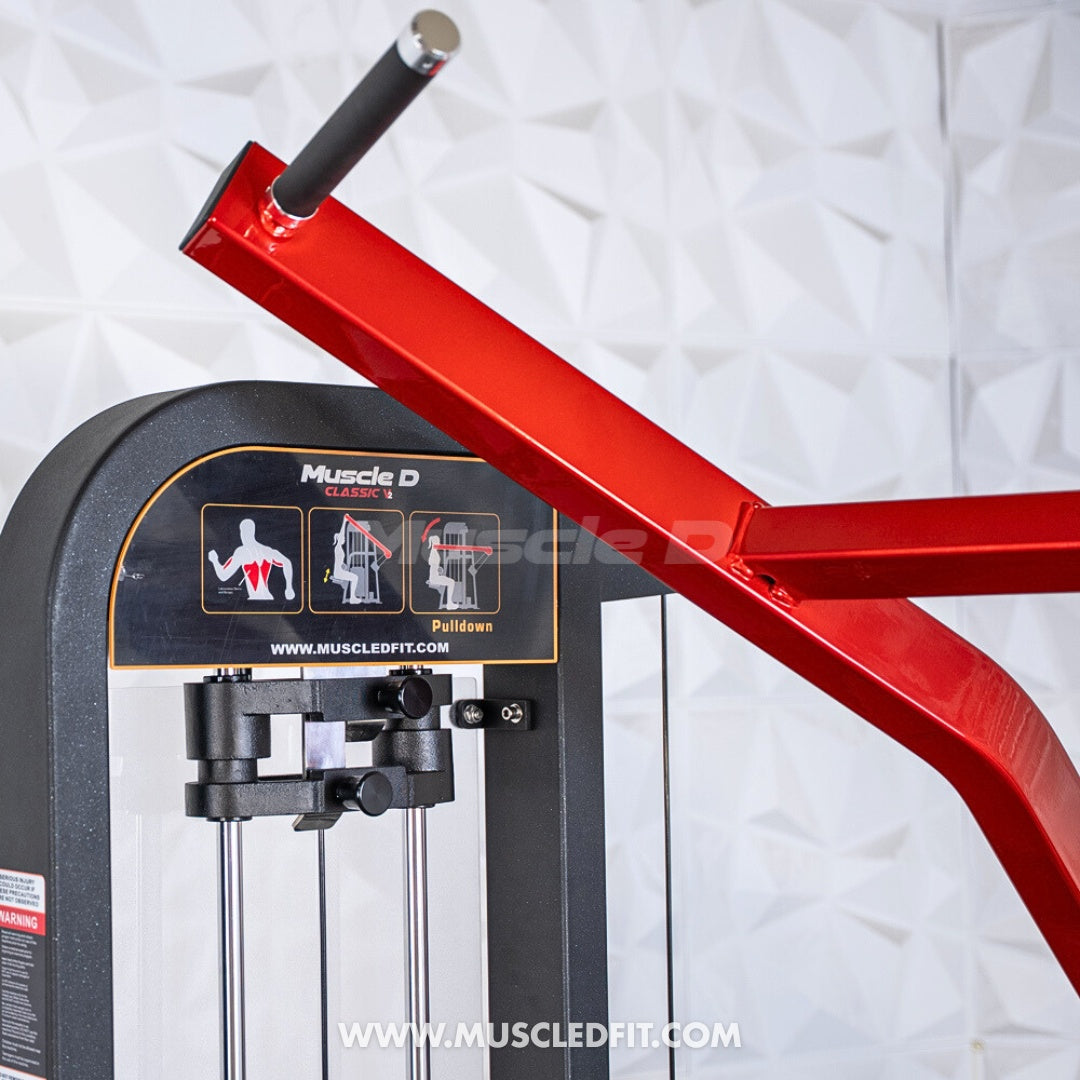 Muscle D Classic V2 Selectorized Seated Lat Pulldown Machine — 200 lb Stack | Commercial Grade