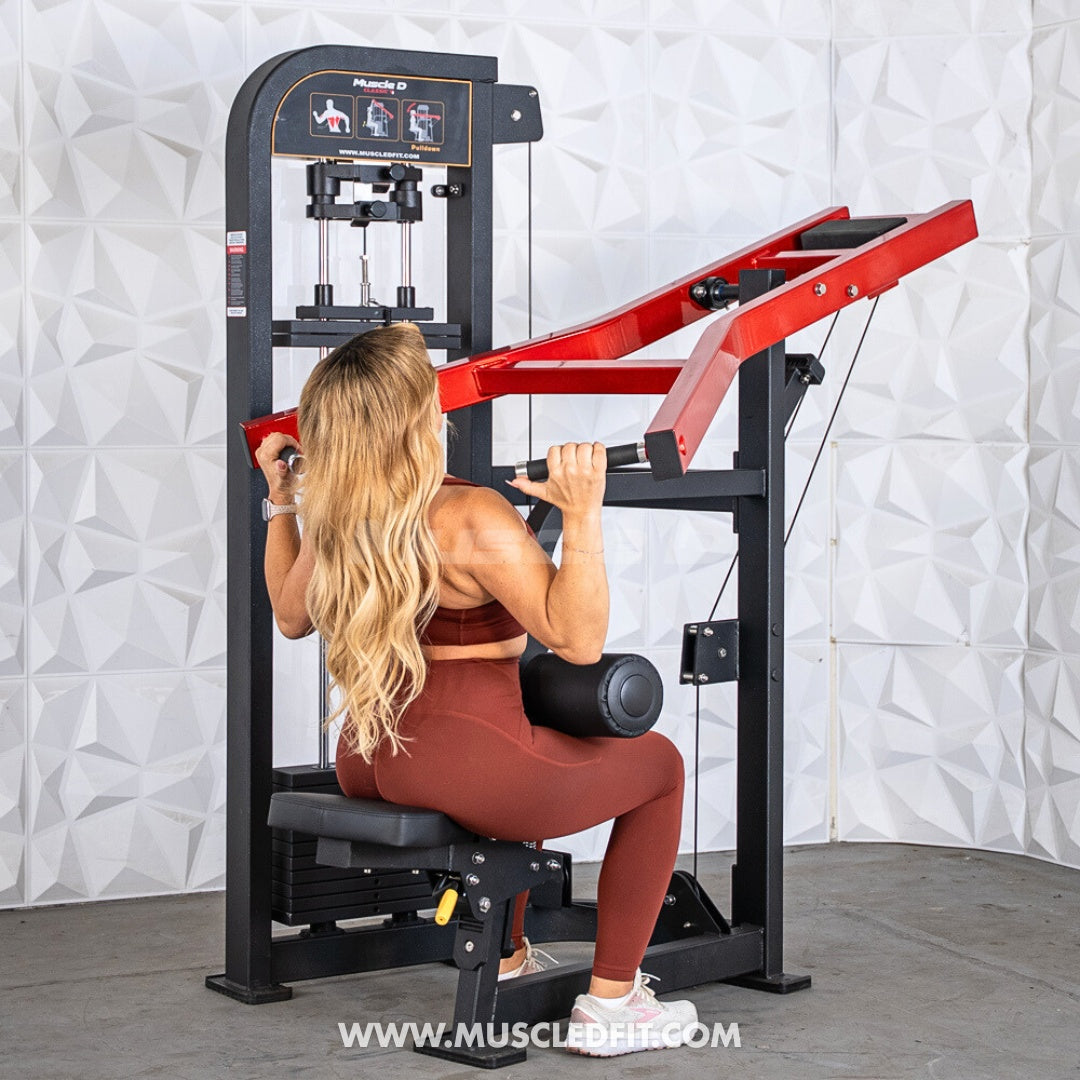 Muscle D Classic V2 Selectorized Seated Lat Pulldown Machine — 200 lb Stack | Commercial Grade