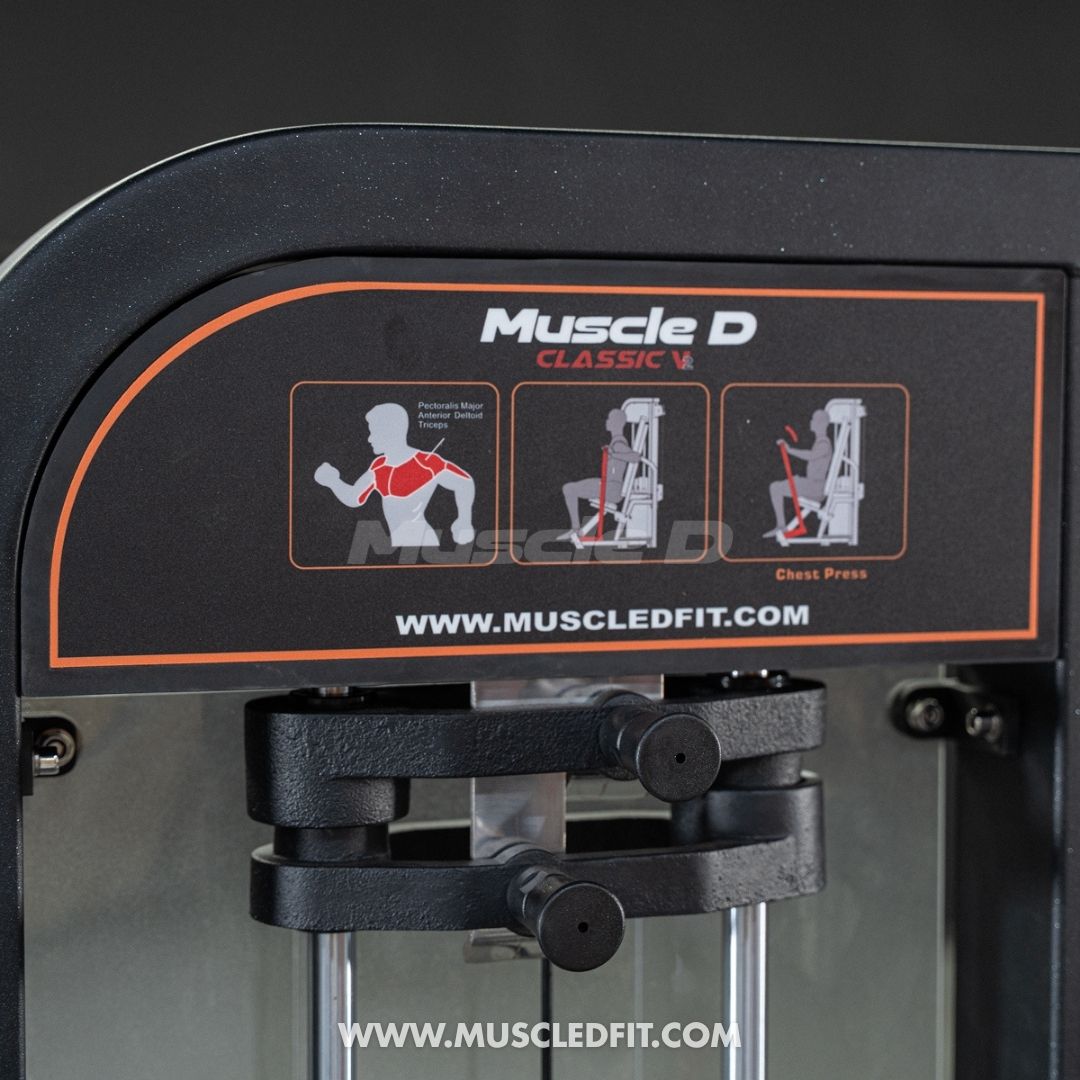 Muscle D Classic V2 Selectorized Chest Press Machine — 200 lb Stack | Commercial Grade