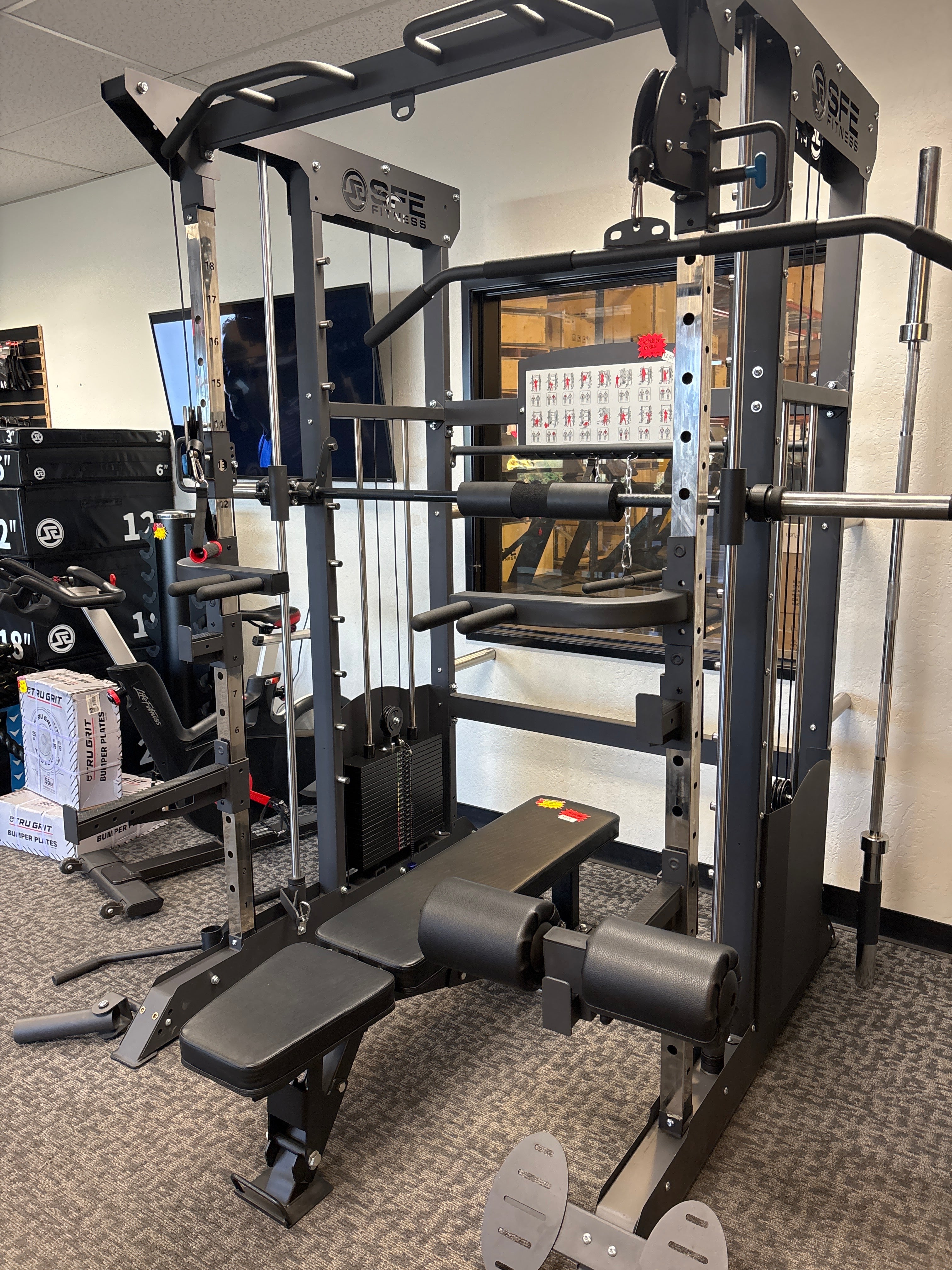 All-in-One Home Gym, Power Rack w/ Smith Machine & Functional Trainer w/ 2x - 220lb weight stacks (New)