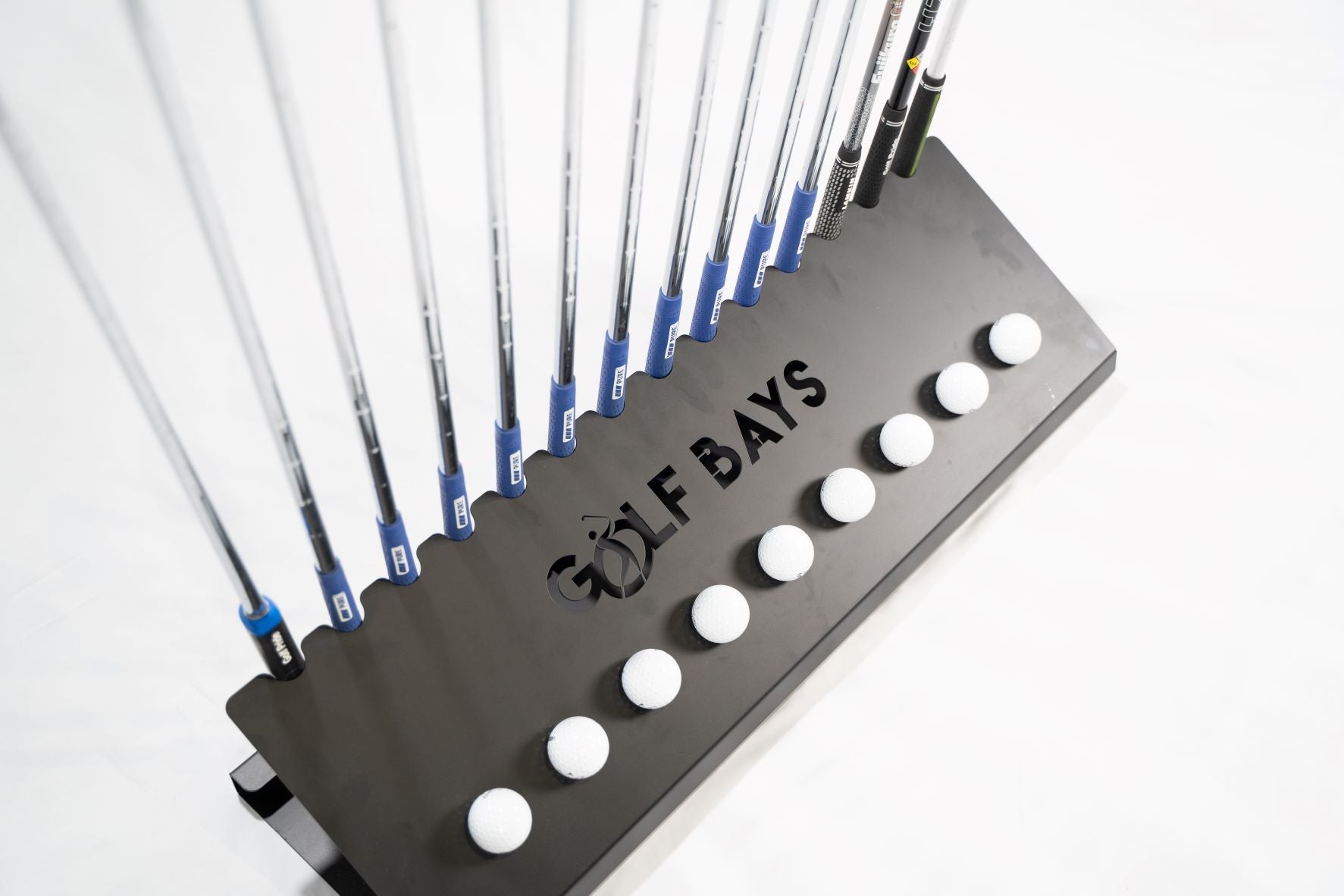 GolfBays Golf Club Display Rack — Holds 14 Clubs & 9 Balls