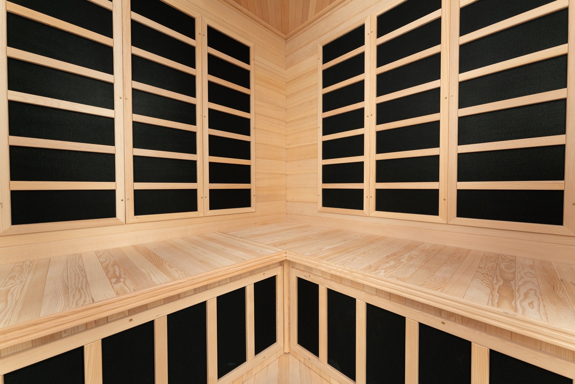 Blisspod Vienna Series | 4–5 Person Corner Far Infrared Sauna | Canadian Hemlock | 12 Heaters | Ultra-Low EMF
