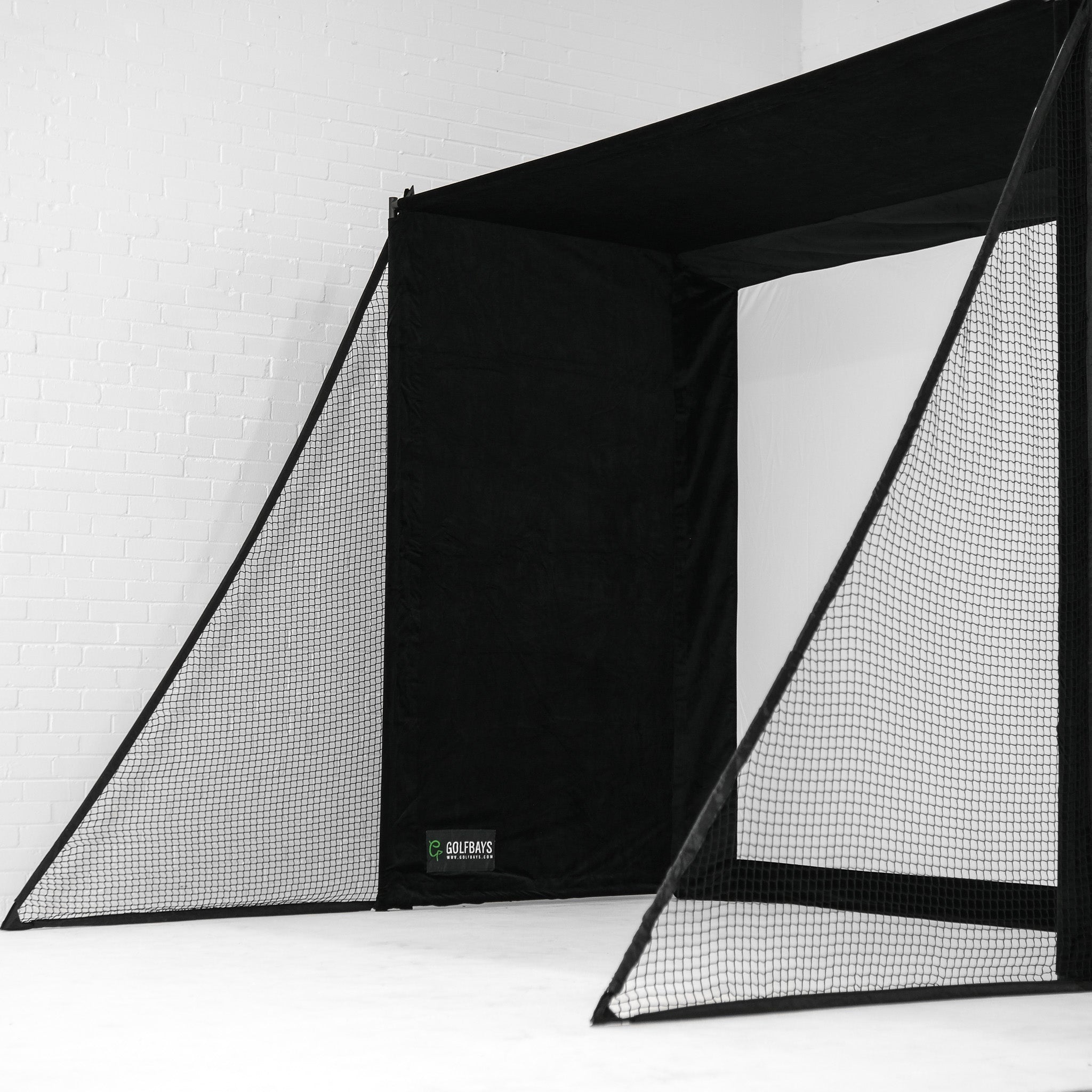 GolfBays SimBox Golf Simulator Enclosure | 7 Sizes | PRO+ Impact Screen, Frame & Free Side Barriers