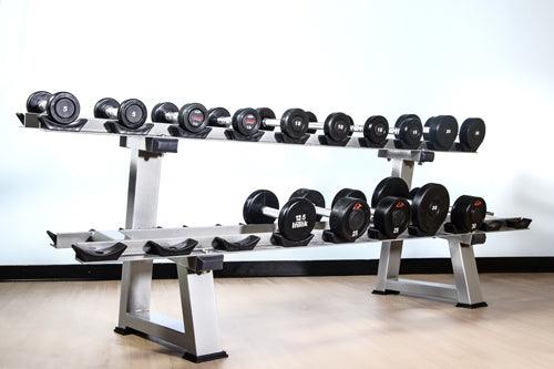 Muscle D Fitness 2-Tier Dumbbell Rack — 10 Pair Commercial Storage
